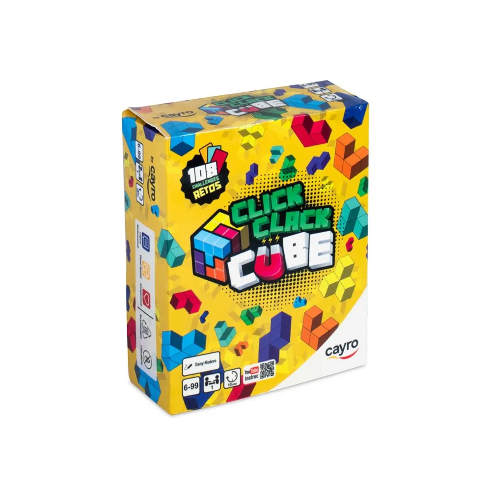 Juego Click Clack Cube 7 piezas. Coloca las piezas correctamente para superar todos los retos. (Cayro 7060)