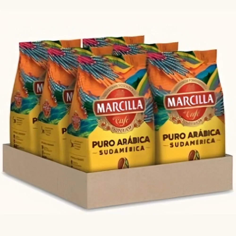 6 packets of pure arabica Marcilla Bean Coffee 400 gr. South America (Brazil & Colombia).