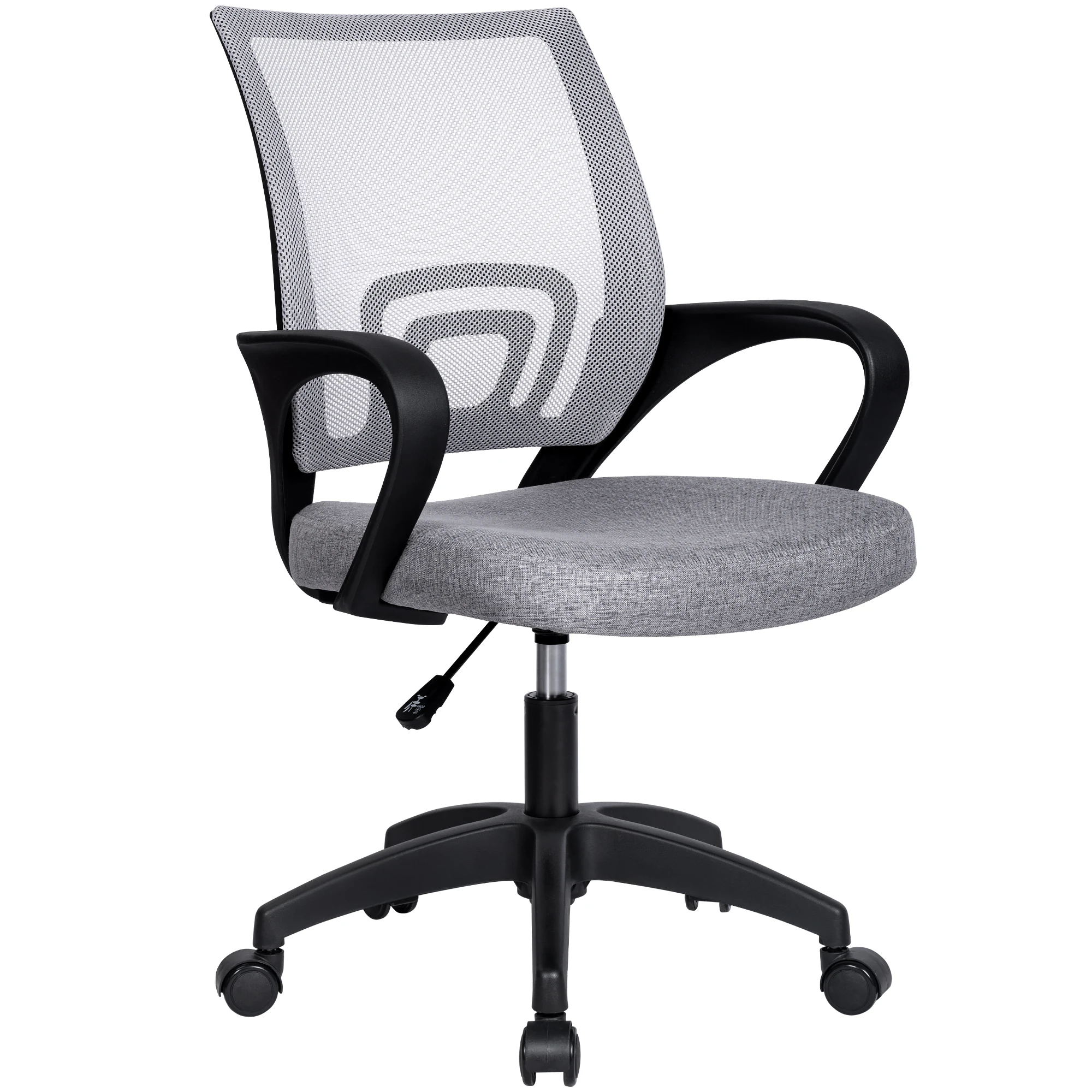 T-LoVendo Silla de Oficina o Escritorio ergonómica con Soporte Lumbar, Malla Transpirable, Regulable en Altura, Ruedas antiarañazos, Color Gris