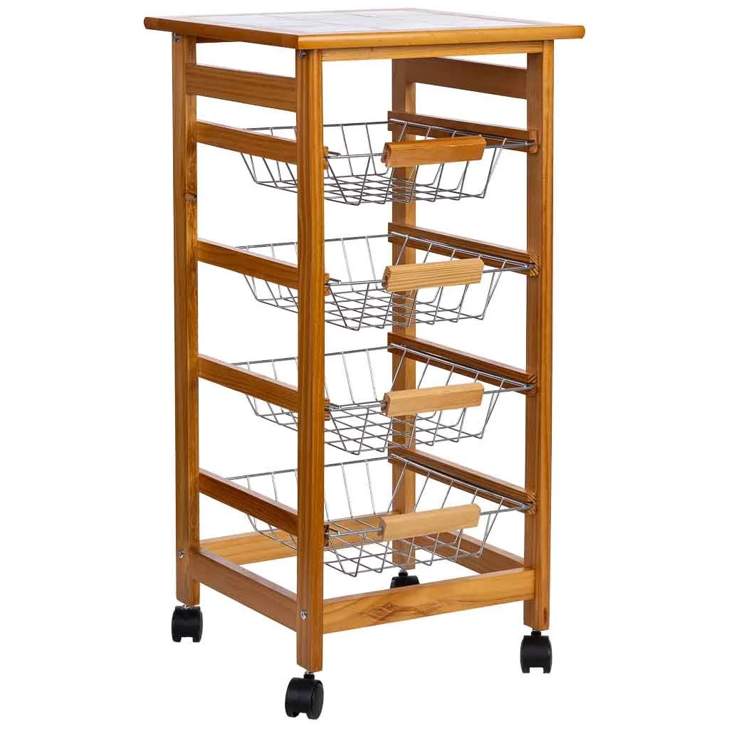 Wonderlust Deco - Carro de cocina de madera37x37x76h cm Marrón 37x37x76h cm