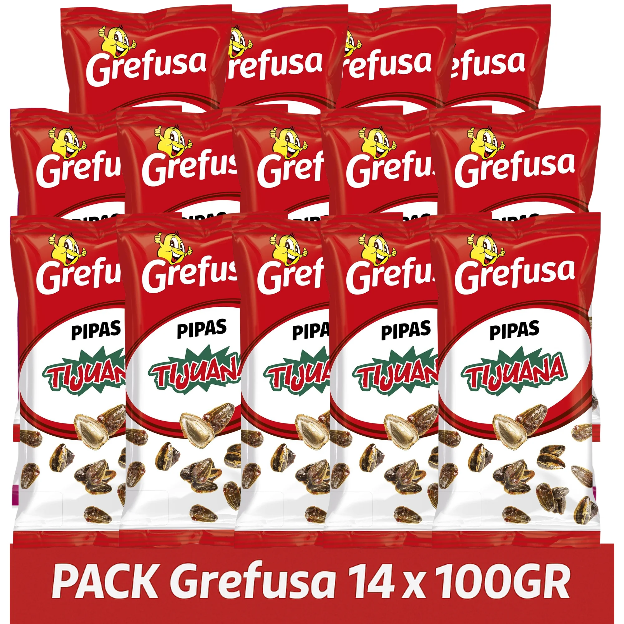 Grefusa Pipas G Tijuana 14 x 100 gramos. - 14 Bolsas de Pipas G TIJUANA - Pack Ahorro Pipas TIJUANA