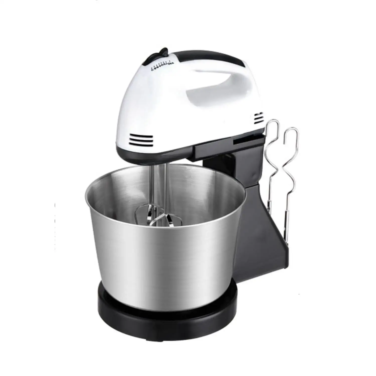 Batidora Amasadora Eléctrica de 200W con Base y Bol Giratorio – 7 Velocidades – Mezclador 2 en 1 para Repostería, Masas y Postres Caseros – Varillas de Acero Inoxidable, Rápida Disipación de Calor – Mezclador de Pie con Enchufe UE 220