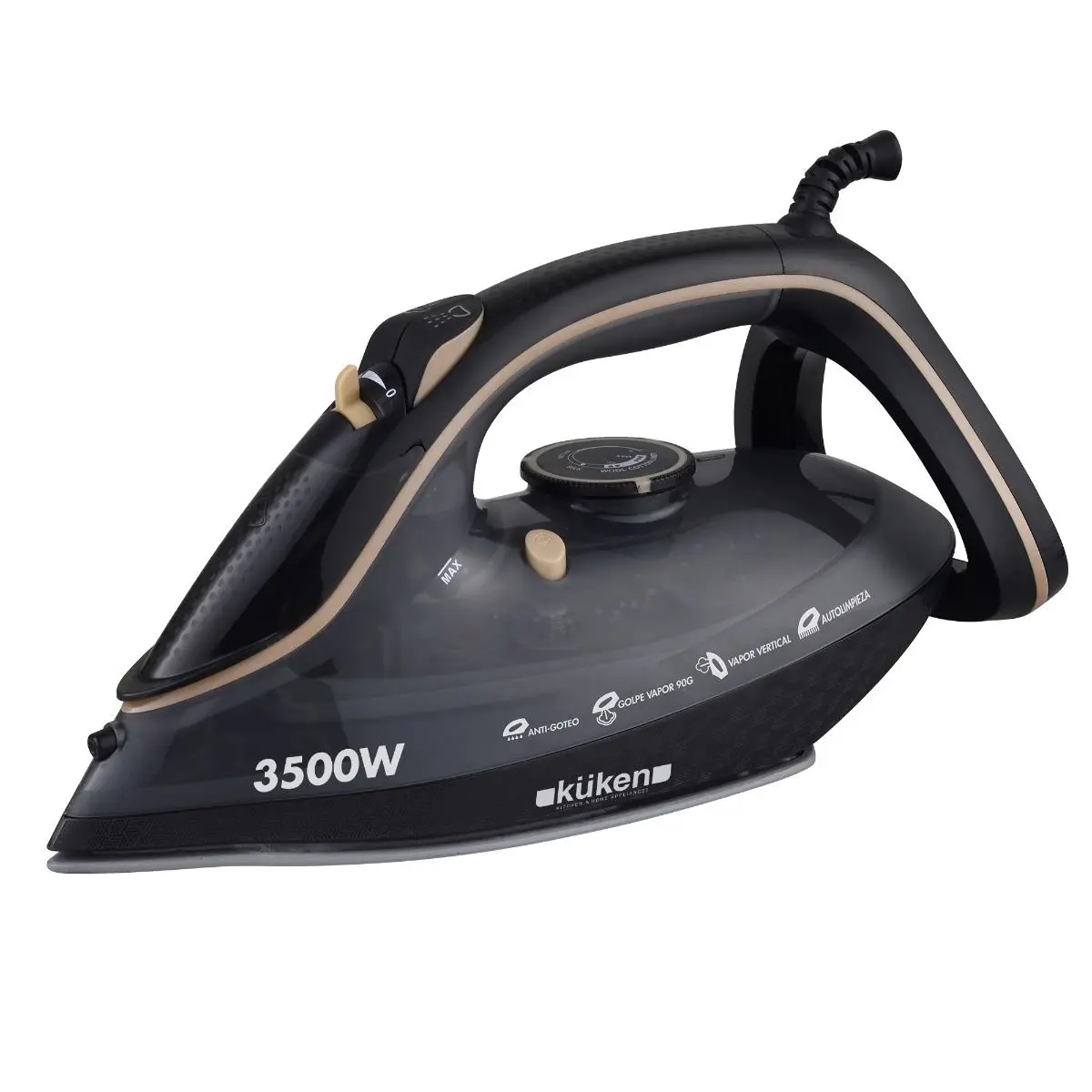 Plancha a vapor 3500W Küken - Suela de cerámica que desliza con suavidad sobre todo tipo de tejidos.