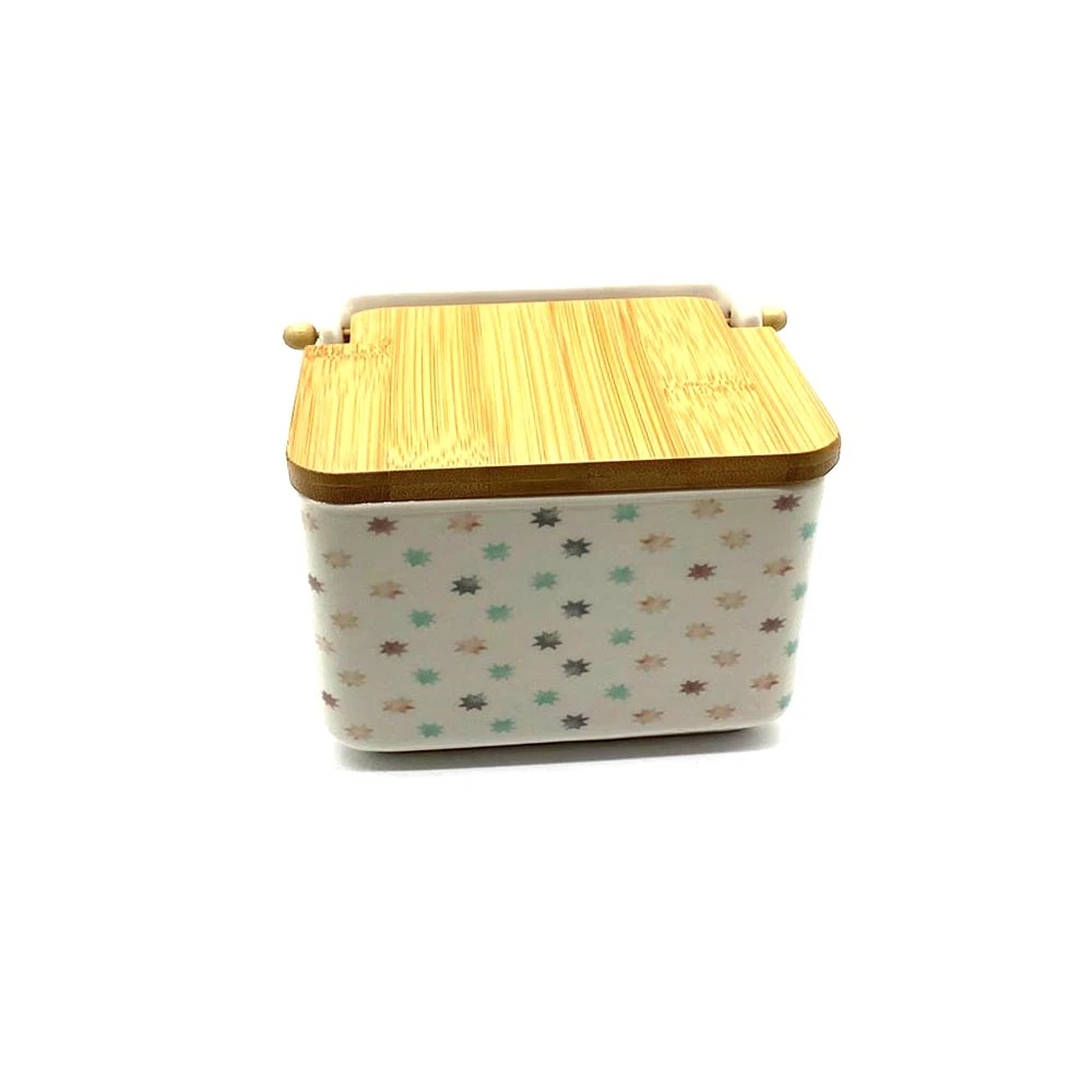 PLUSHOME  Salero de Cocina de Cerámica con Tapa Diseños Originales.tamaño 12x12x11cm.