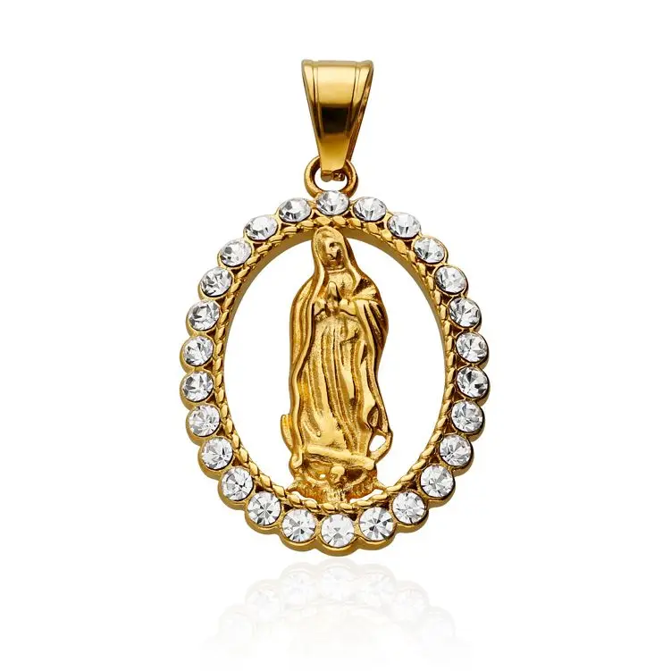 AVANCY - Medalla Virgen Milagrosa Acero 316 L Chapada en Oro 18 Kilates.