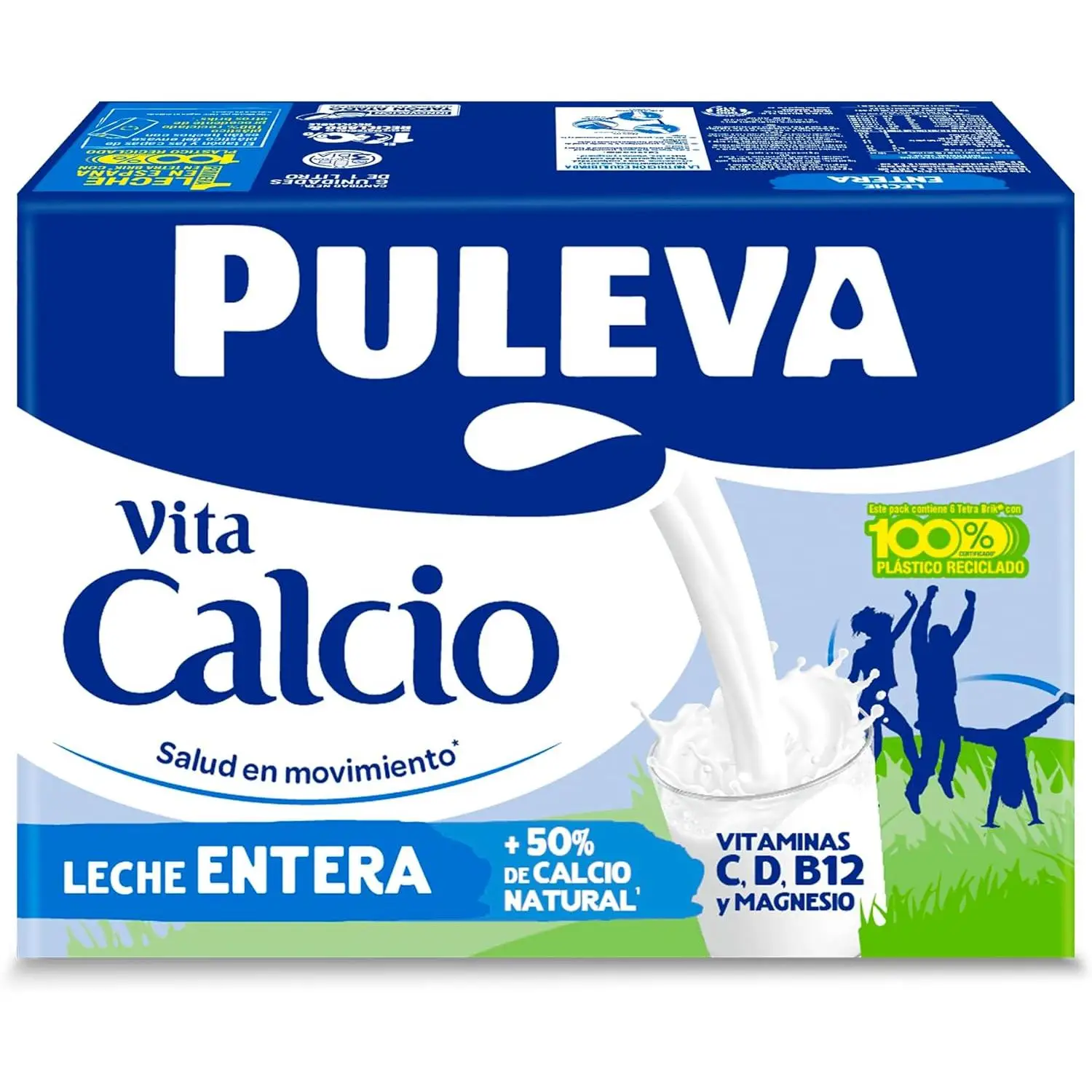 Leche entera Vita Calcio Vitaminas C,D,B12 y Magnesio 1l x 6 unidades - Puleva