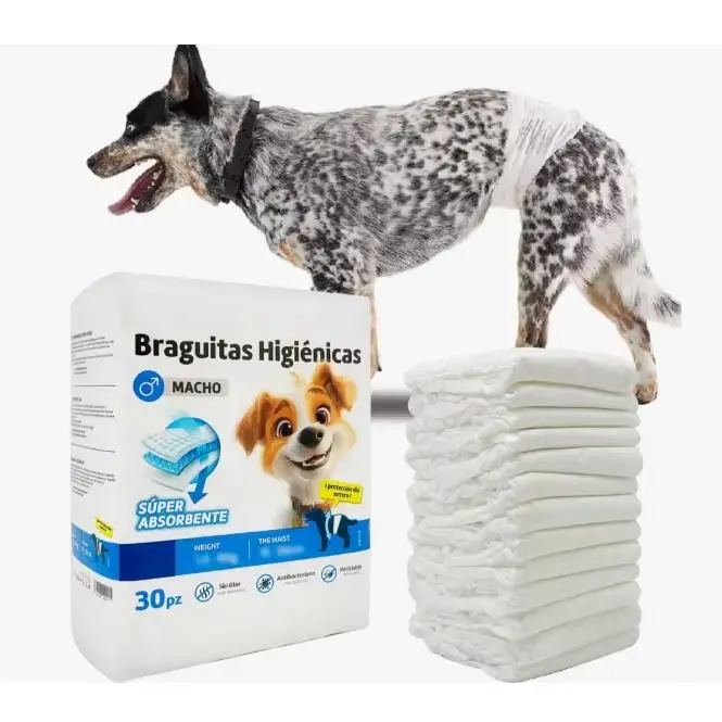 30Pcs Braguita Higiénica TALLA S para Perro Macho Pequeño MARCA BPS Pañal Sanitario Mascotas