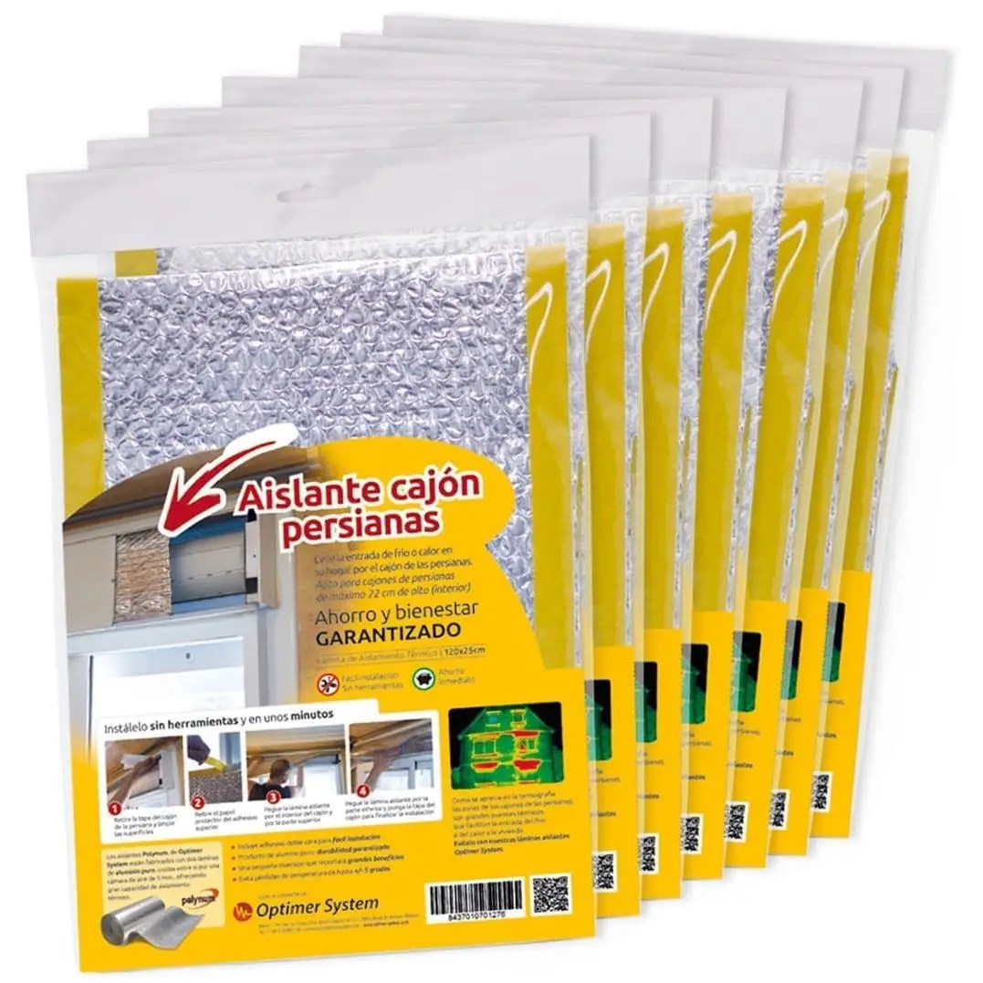 AISLANTE PERSIANAS CAJÓN CON AUTOADHESIVO | Evite la entrada de Frio o Calor por el cajón de las persianas | Se Instala sin Herramientas | 1.20m largo x 0.25 alto | 100% ALUMINIO | (7)
