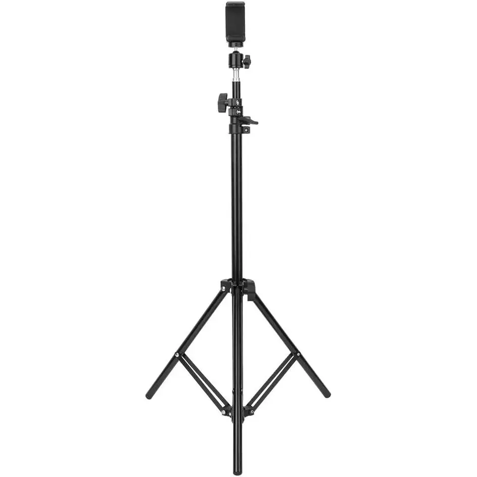 Tripod Stand Light, Tripod Stand with Mobile Phone Clip, 67-210 cm Adjustable Tripod, 360 ° Rotation Fixing Tripod. Max Height 2.1M Adjustable Tripod Mount with 1/4 Inch Screw for Camara, Reflector, softbox, Light, Pa