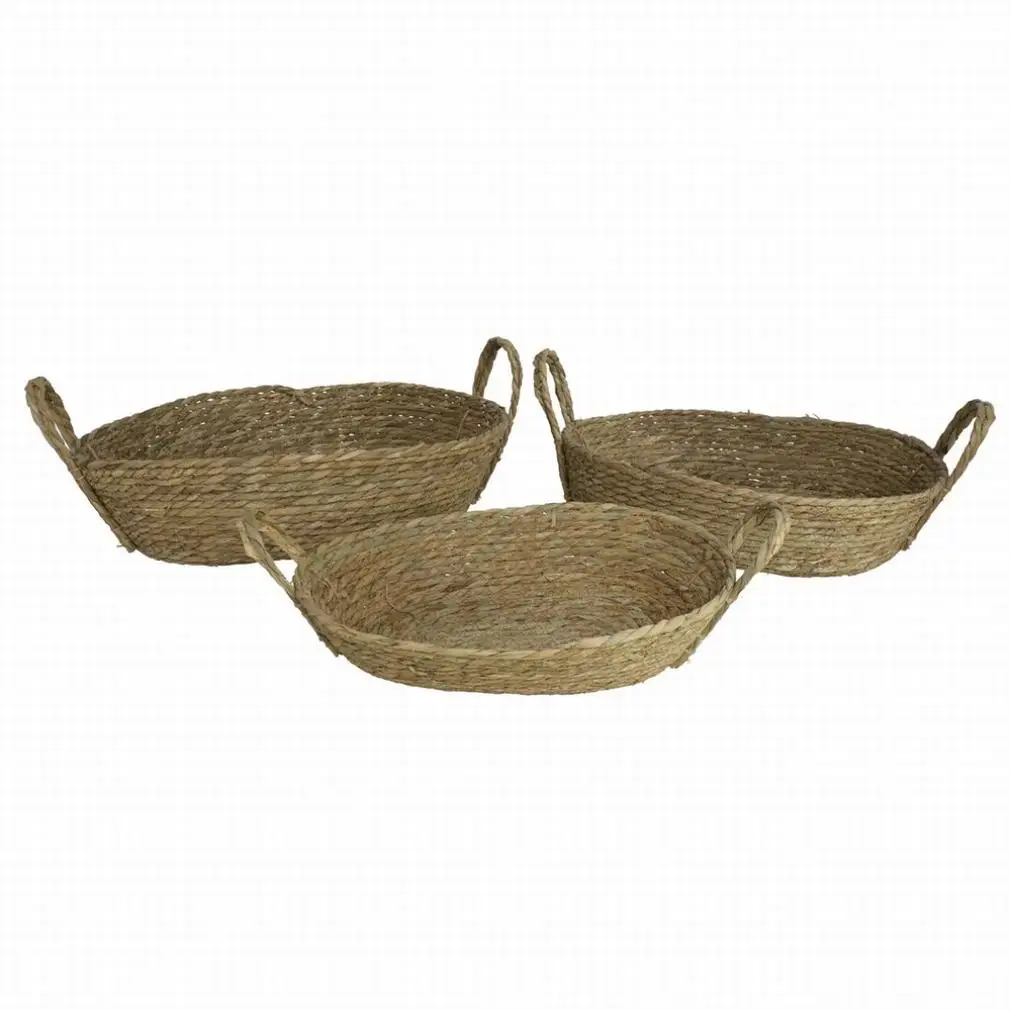 Gerimport Set 3 Cestos Natura 48x38x13cm Almacenamiento Decorativo Mimbre