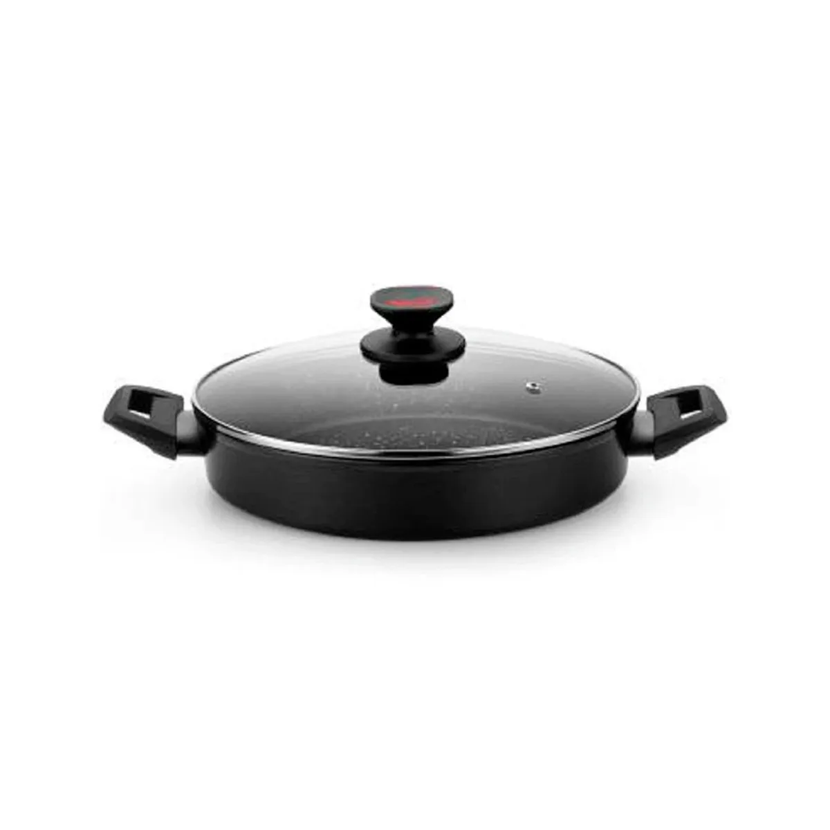 Monix Titan Rock-28 cm non-stick aluminum low pan with lid. Gas, ceramic hob, induction. Stone effect. Casserole