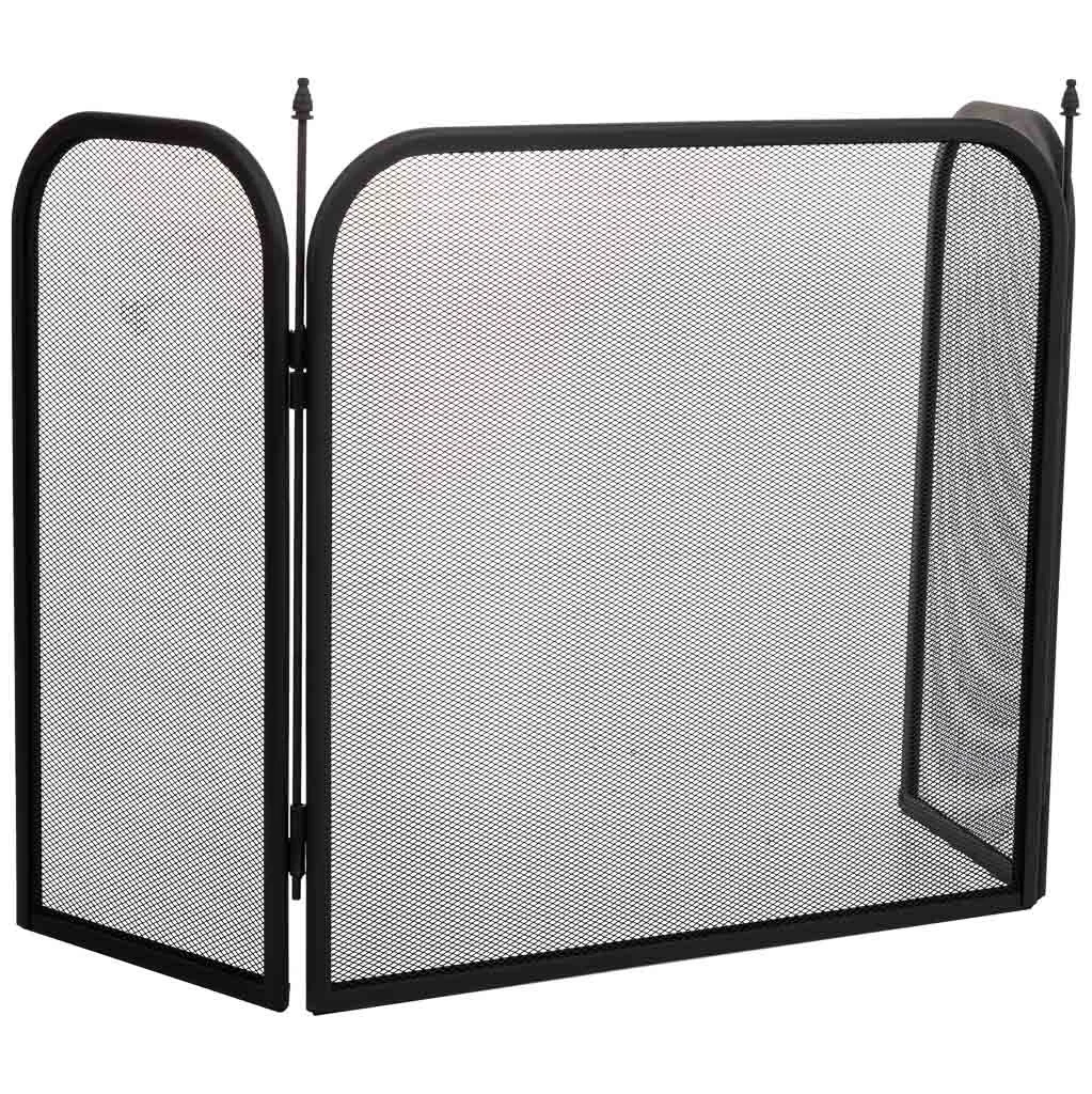 WANDERLUST DECO Parabán para Chimenea de Metal Negro - Protección Contra Chispas - 97x02x53h Cm