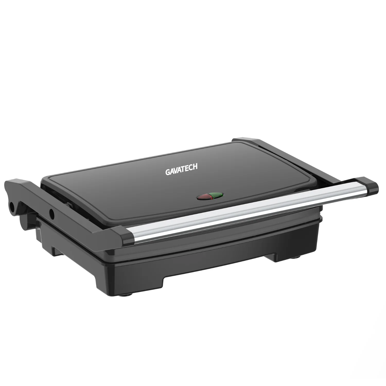 GAVATECH Parrilla Eléctrica y Sandwichera 1500W, Apertura 90º y 180º, Control de Temperatura Ajustable, Placas Antiadherentes 26x16.5 cm, Diseño Slim Negro.