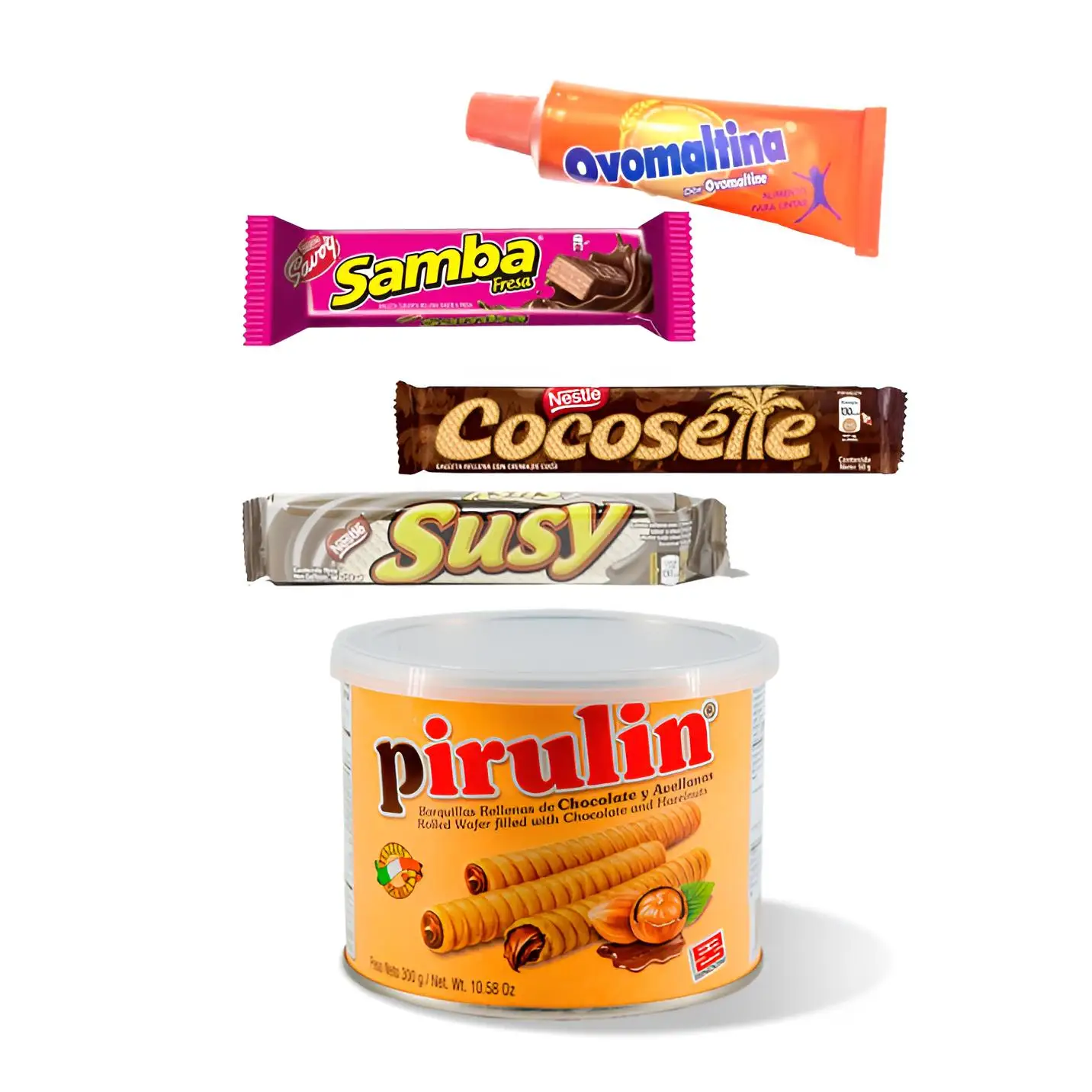 Wonderbox Venezuelan sweets-lollipin, Samba, Ovomaltina, Cocosette, Susy (Nestlé)