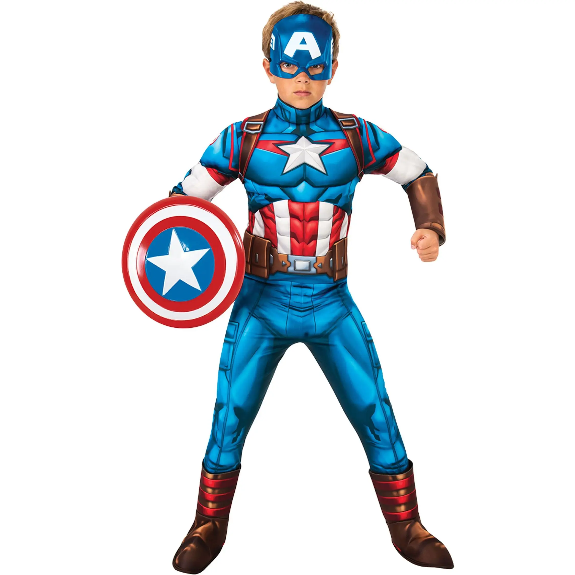 Rubies - Disfraz Capitán America Deluxe Infantil - Disfraz Personajes Marvel Licencia Oficial - Disfraz De Superhéroe Diseño Auténtico - Disfraz Capitán America Deluxe Infantil - Perfecto Para Fiestas