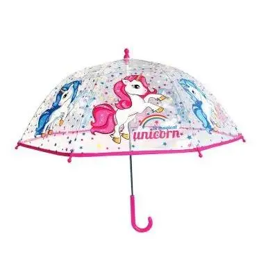 UNICORNIO PARAGUAS TRANSPARENTE MANUAL 45CM PARA NINAS,LLUVIA