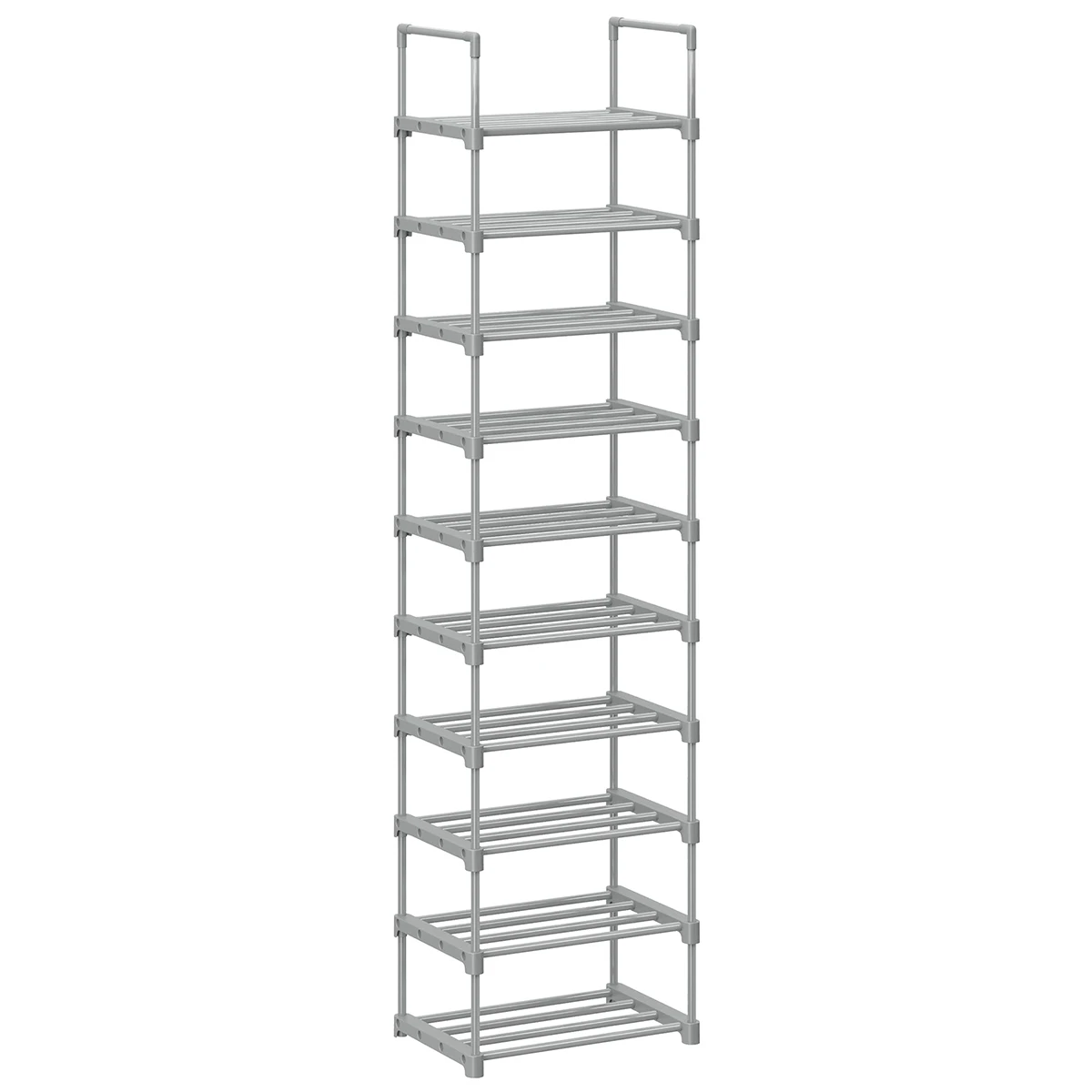 SONGMICS Estante zapatero, Estante para Zapatos de 10 niveles, Diseño bricolaje, Ahorro de espacio, para cocina dormitorio sala de estar, 45 x 30 x 174 cm, Gris/Negro