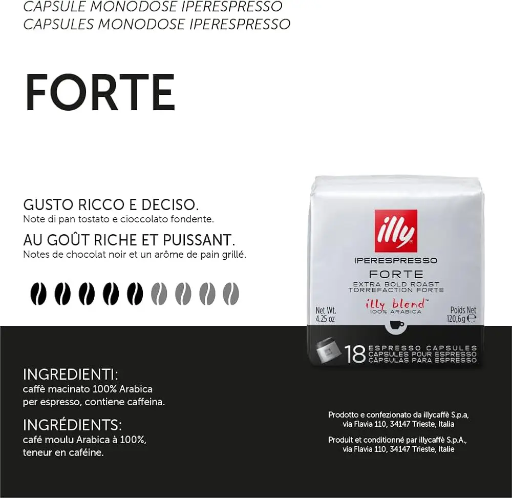 Illy iperespresso coffee capsules forte roast, 6 pack of 18 capsules, total 108 capsules - qumir