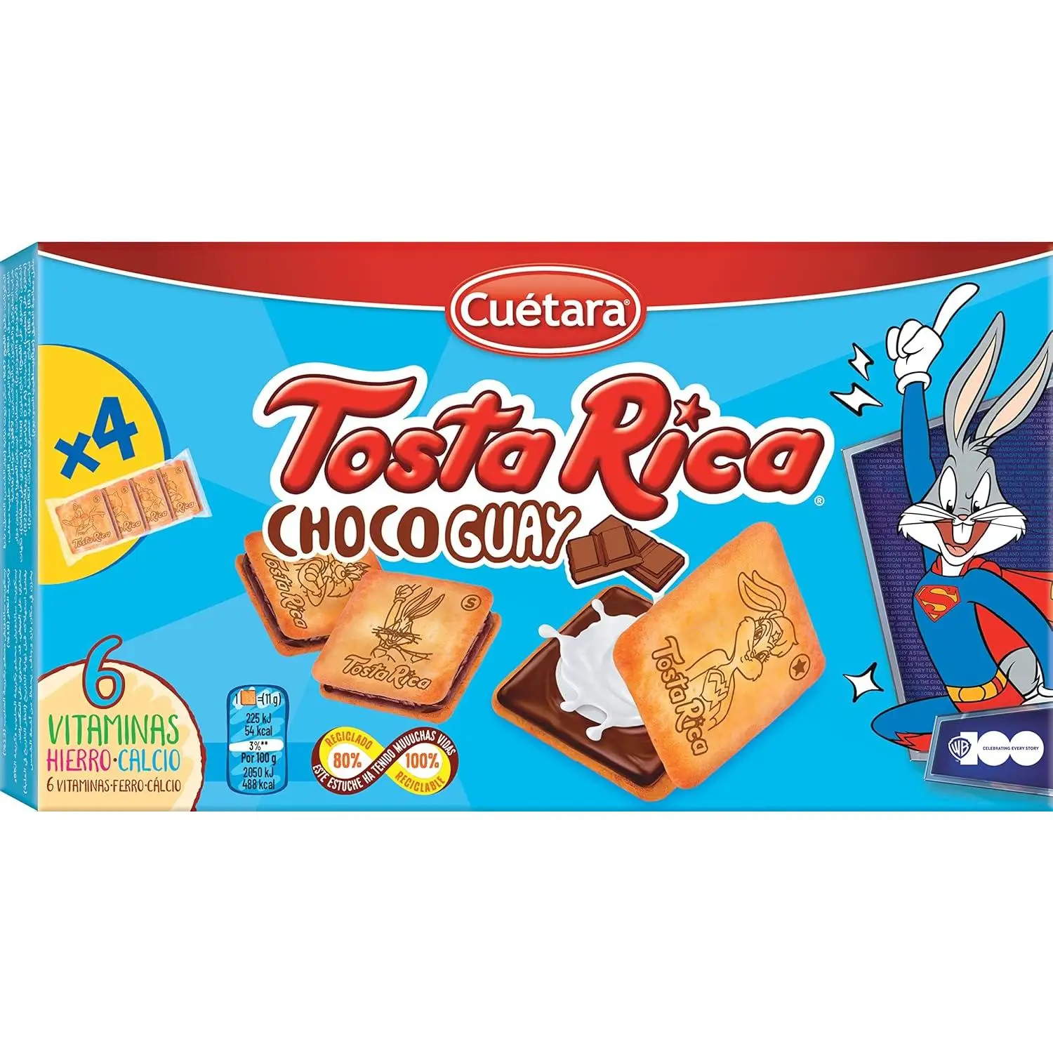 CUETARA TOSTA RICA Choco Guay - Galletas Tostadas Rellenas de Chocolate y Crema de Leche, 168 g, Producto Natural de España, Certificado CE