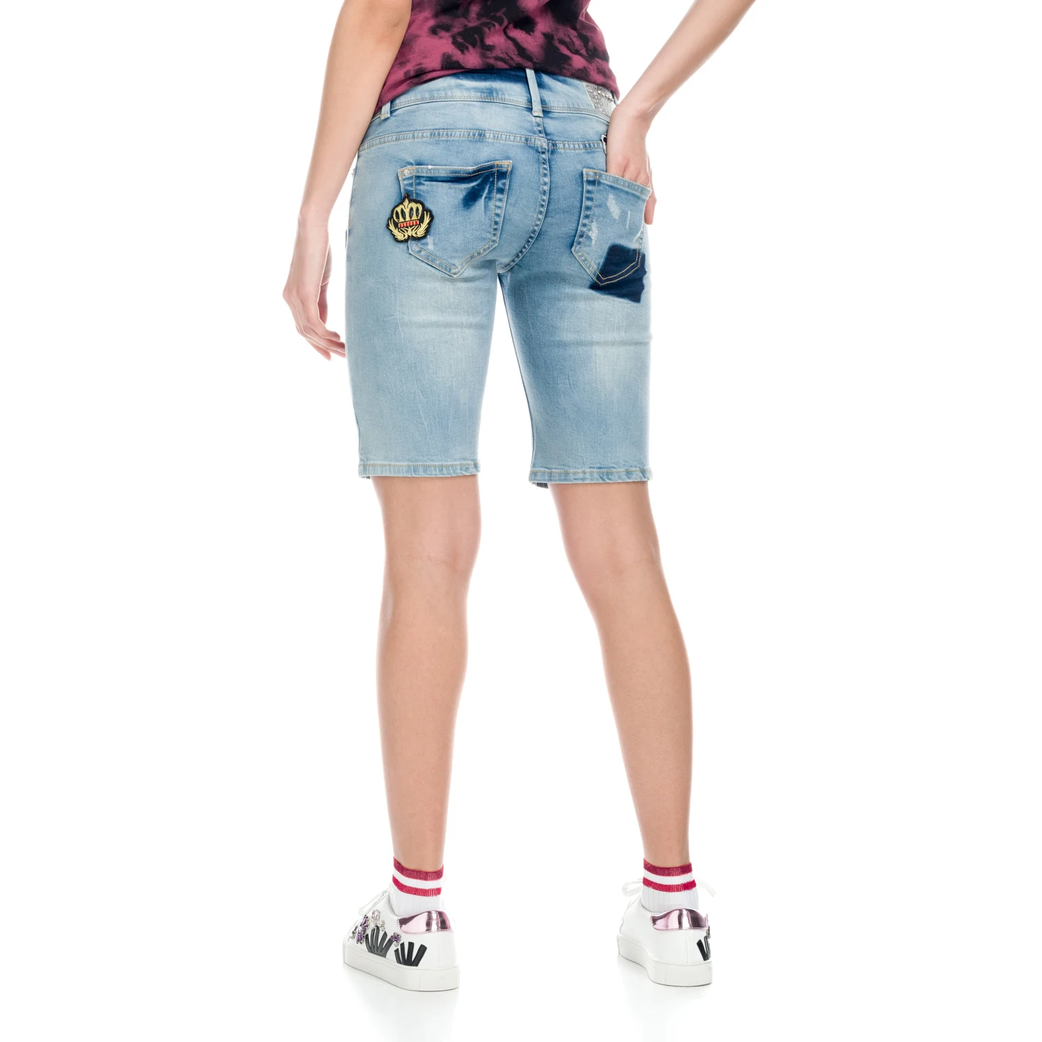 Koroshi Short Vaquero Mujer con Parches – Koroshi Azul Medio