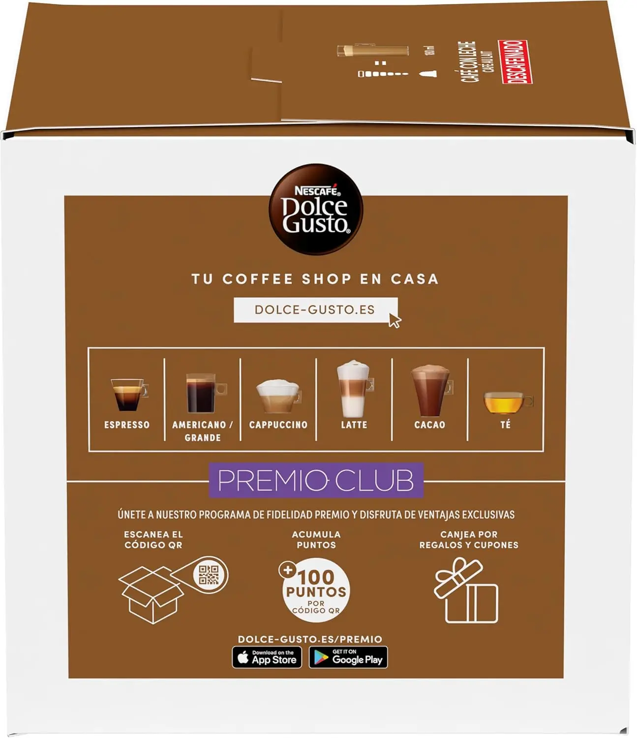 Nescafé dolce gusto decaffeinated milk coffee, (pack 3 x16) total 48 capsules