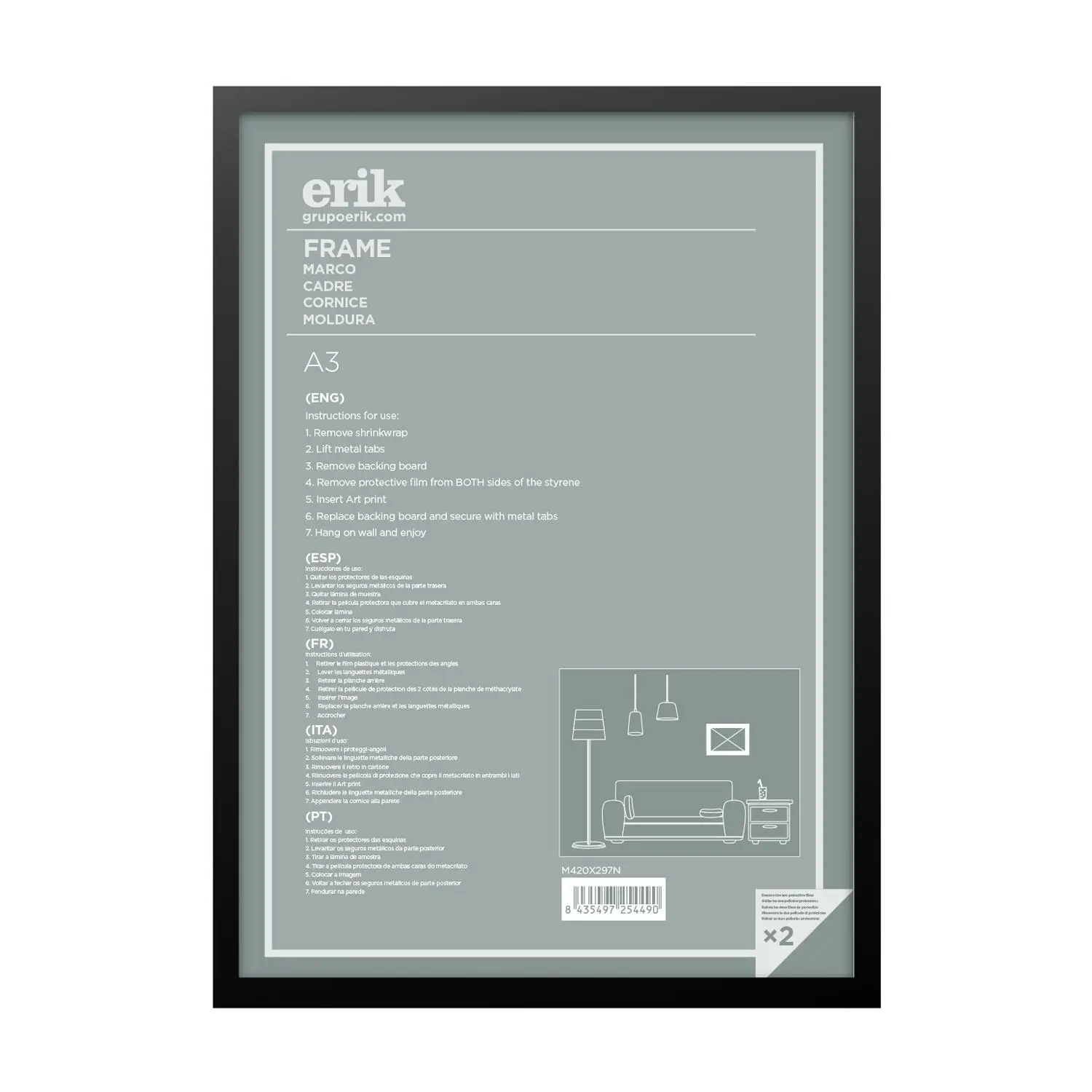 Bticino Marco A3 42 X 29,7 Cm MDF Negro - Elegante Diseño