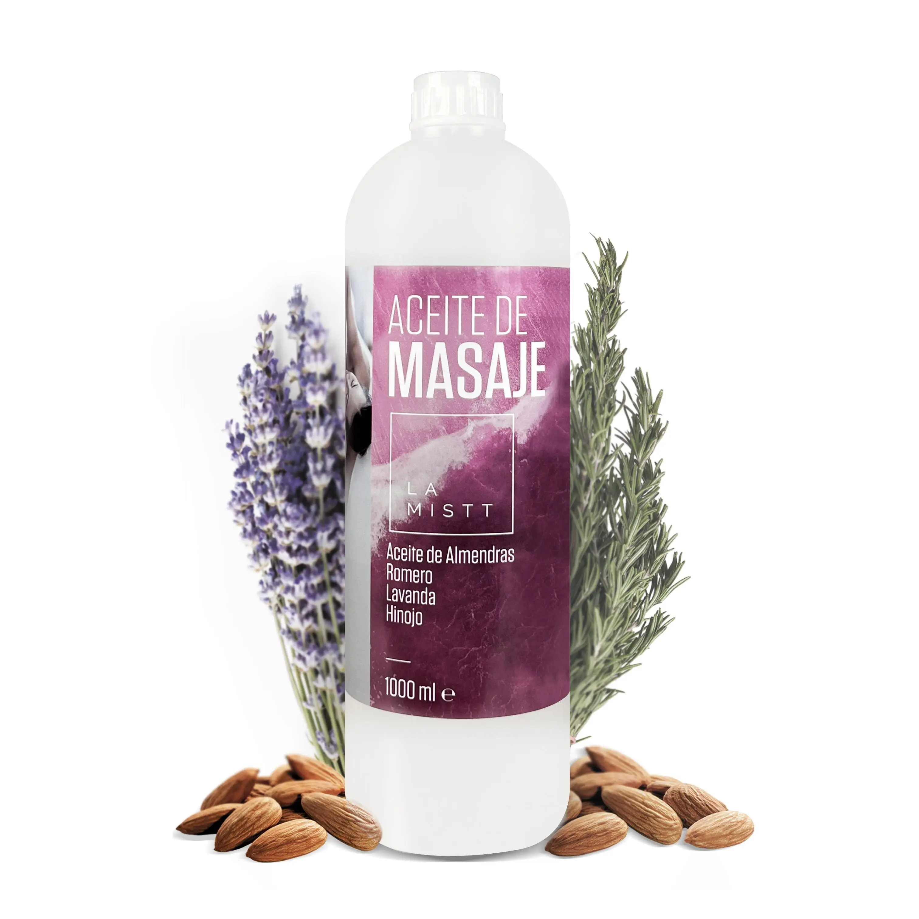 Sweet almond oil, rosemary, lavender and fennel 1 liter | Professional massage oil | Body oil