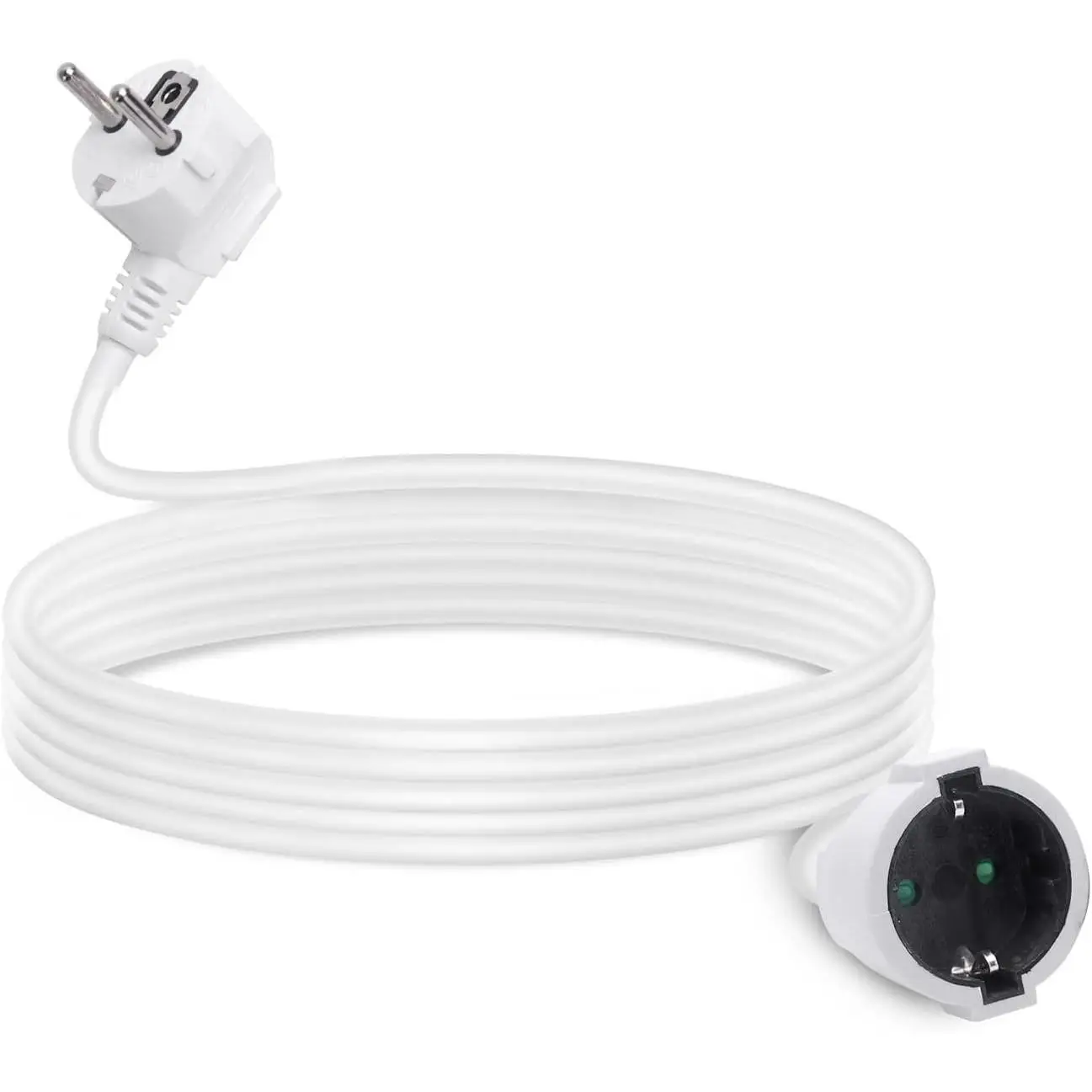 Aigostar Cable Alargador Blanco 8m 16A/250V Protección Infantil Enchufe Plano