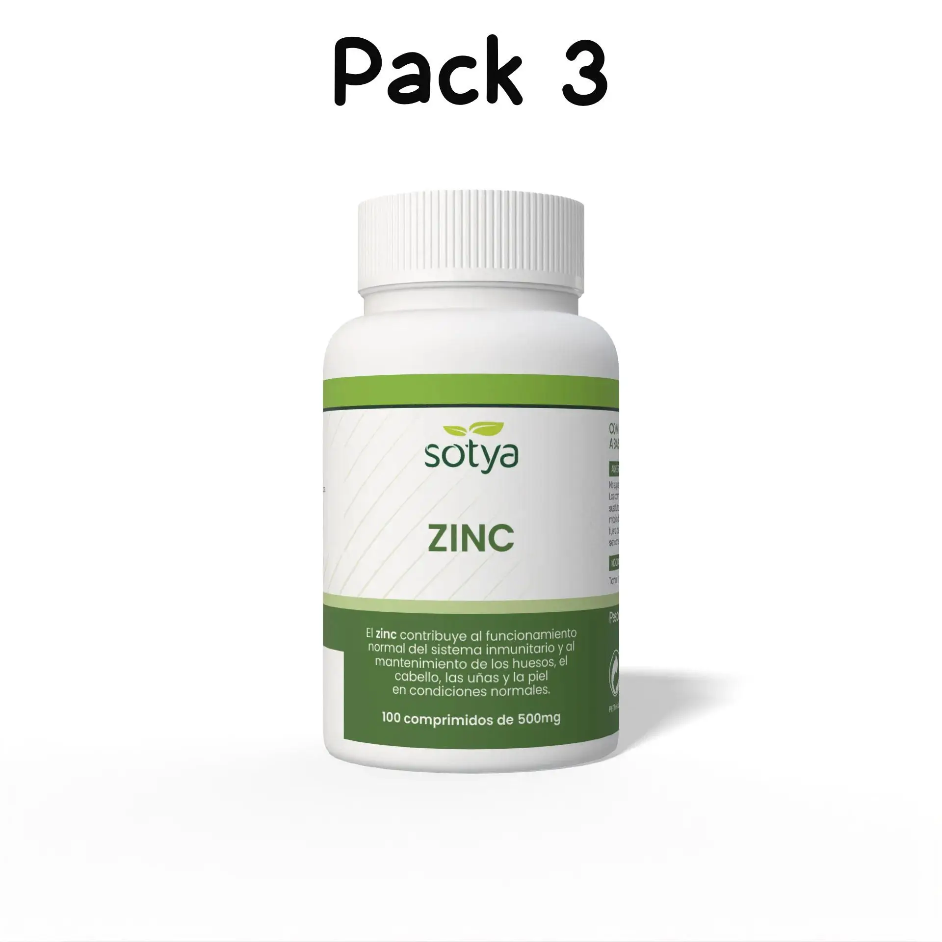 Pack 3 Zinc 500mg 100 comprimidos Sotya