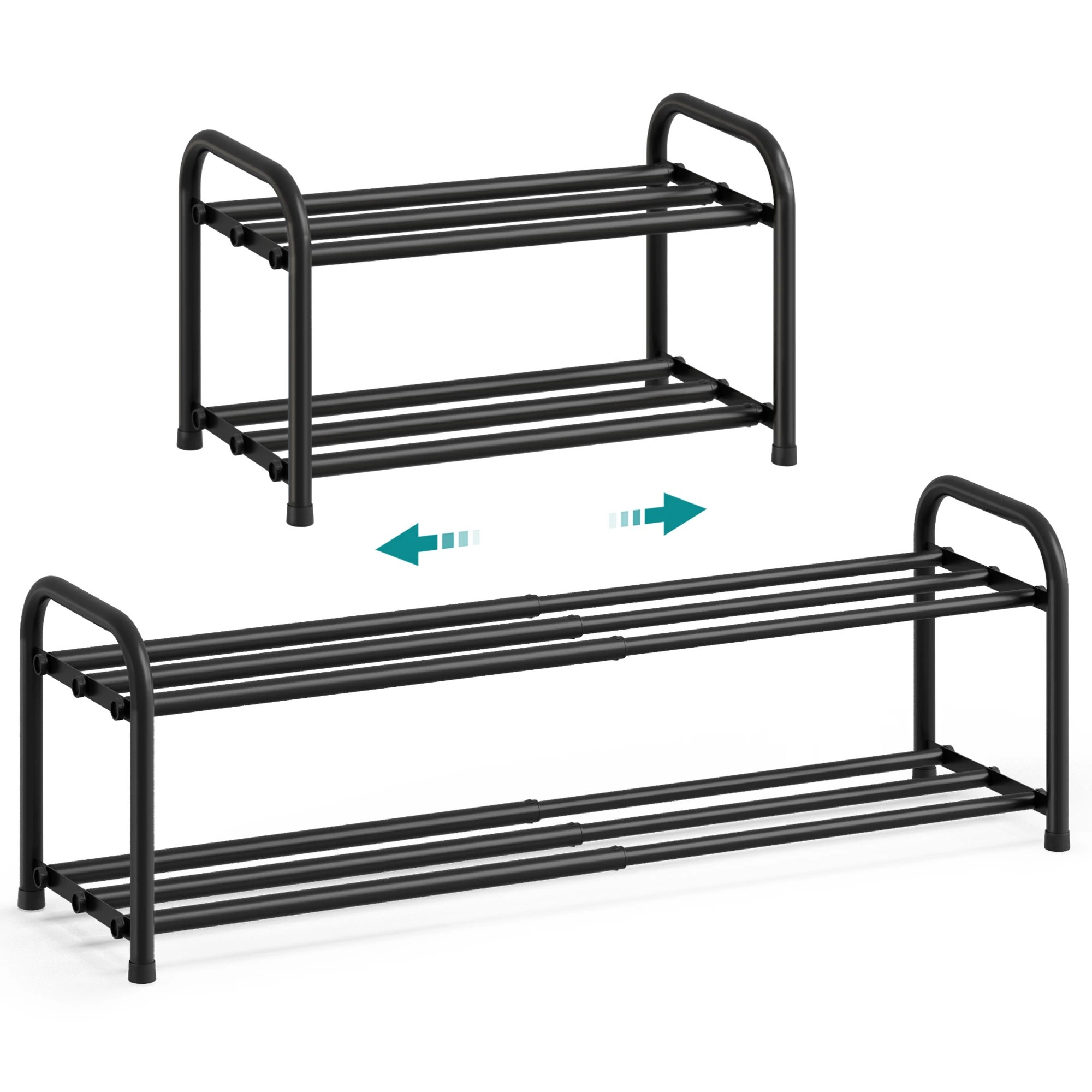 SONGMICS Scarpiera Espandibile, Organizer per Scarpe Regolabile, Robusta e Resistente, per Armadio, Ingresso e Soggiorno, 2 Ripiani, Nero Inchiostro