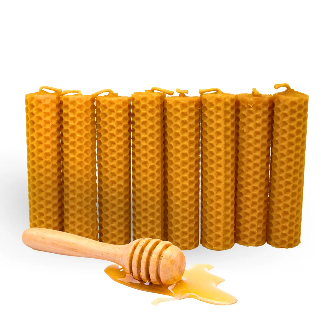 Velas de Miel de Abeja para Rituales 100% Natural Española Cera Pura - DECEVI - Medidas 10 cm x 2,2 cm aprox. - Hechas a Mano - Origen España - SIN PARAFINA