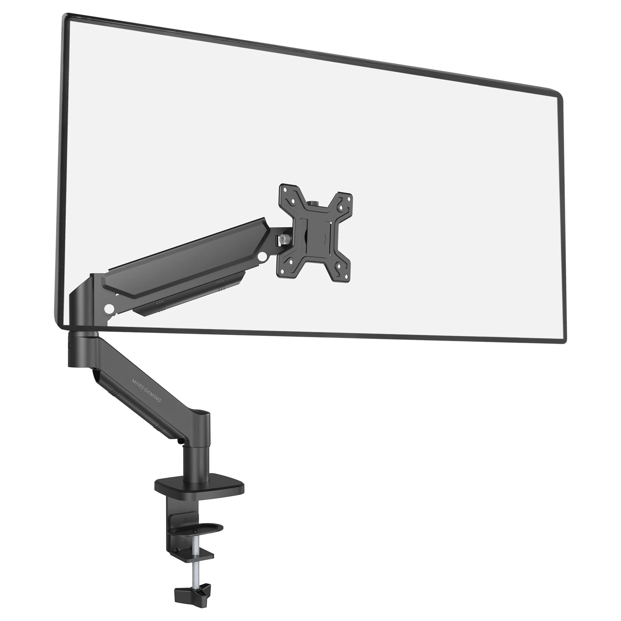 Mars Gaming MARM-PRO1, Soporte de Monitor con Muelle de Gas para Pantallas hasta 32”, Movimiento Articulado 360° y Regulable en Altura, Compatible con VESA 75x75 y 100x100, Brazo de Monitor Negro o Blanco