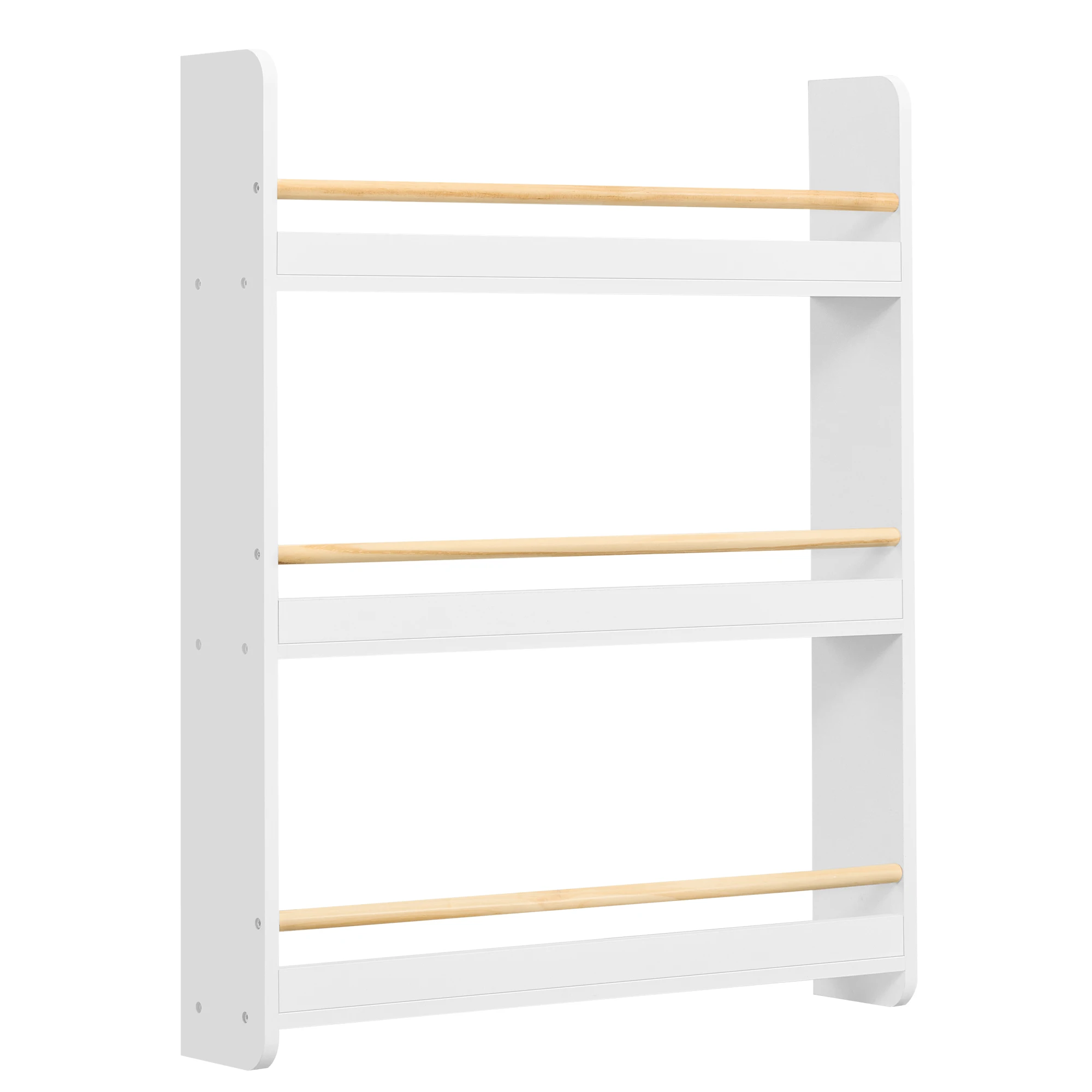 SONGMICS Libreria per bambini, scaffale a 3 livelli, per giocattoli, scaffale a muro, per cameretta dei bambini, sala giochi, bianco e naturale