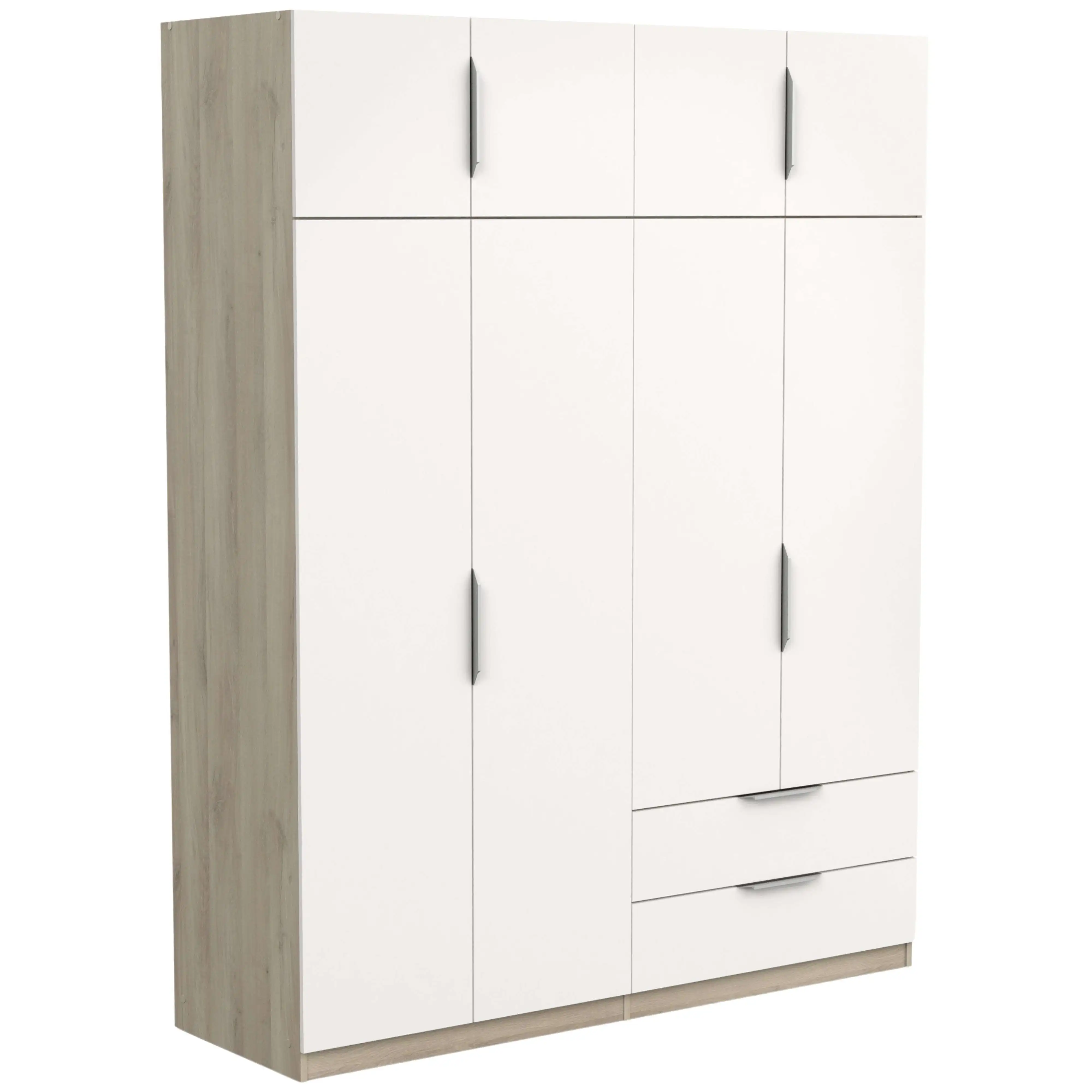 Miroytengo Armario Grande Dormitorio Ghost 8 Puertas y 2 Cajones Blanco Mate o Roble Kronberg o en Blanco y Roble 203x158x51 cm