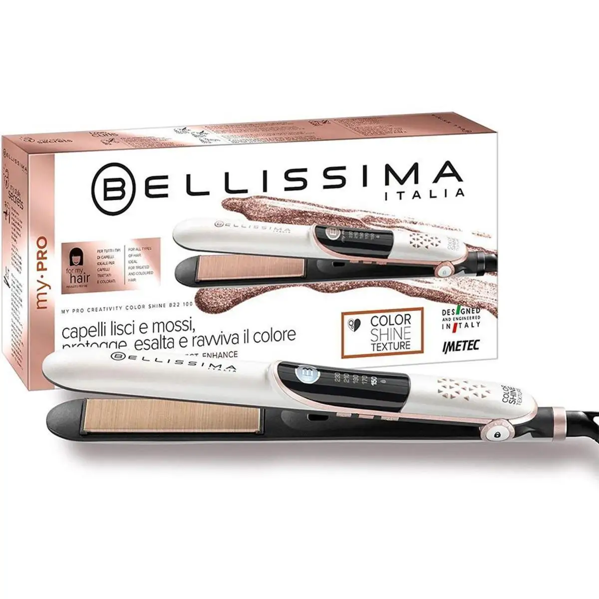 Bellissima creative Color Shine B22 100-dyed hair iron, special coating, temperature adjustment