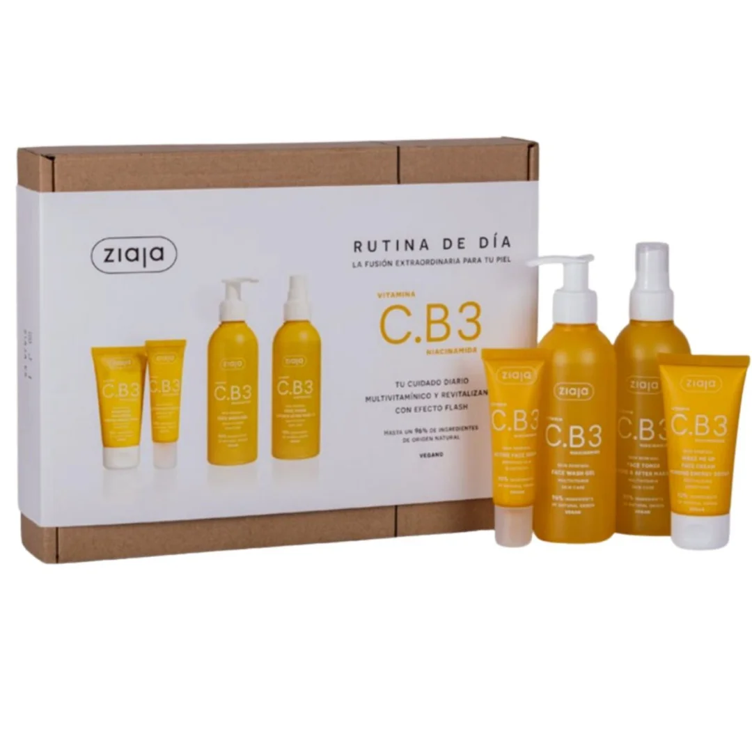 Ziaja Set Vitamina C B3 – Pack de 4 Piezas con Vitamina C, Niacinamida y Péptidos para una Rutina Facial Completa. Revitaliza, Protege y Nutre la Piel con hasta un 96% de Ingredientes Naturales. Fórmula Vegana para una Piel Radiante y Saludable