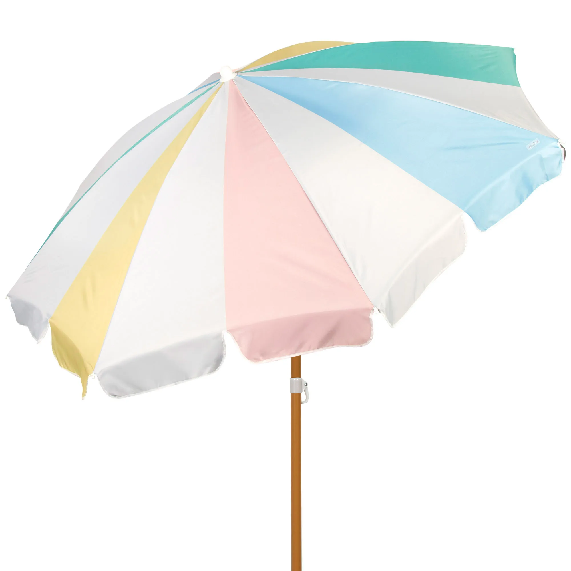 Aktive - Sombrilla playa 8 varillas 200 cm, mástil inclinable, diseño retro, protección UV50, estructura con varillas de fibra de vidrio y mástil de acero resistente, incluye funda de transporte,