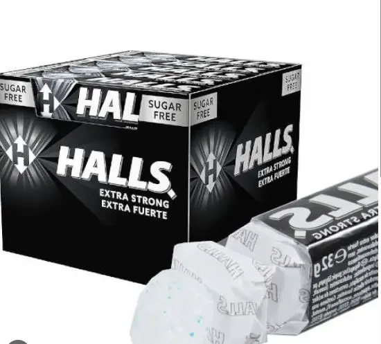 Halls extra strong sugar free candies 32g - box of 20 pack