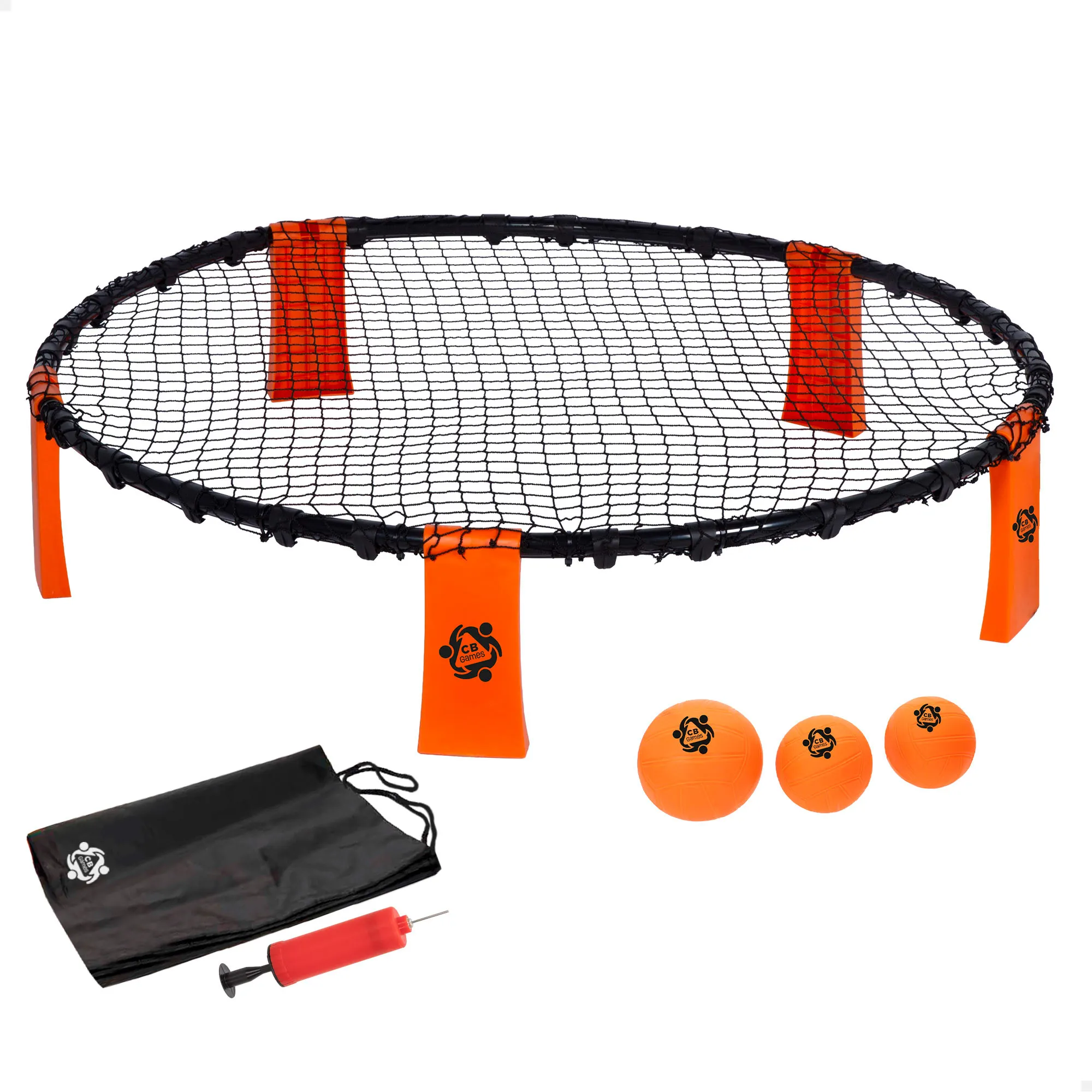 CB Games - Spikeball set juego de red para exteriores, juego jardín, playa y parque, 4 jugadores, 90 cm diámetro, 3 pelotas incluidas, juego deportivo familiar, a partir de 5 años