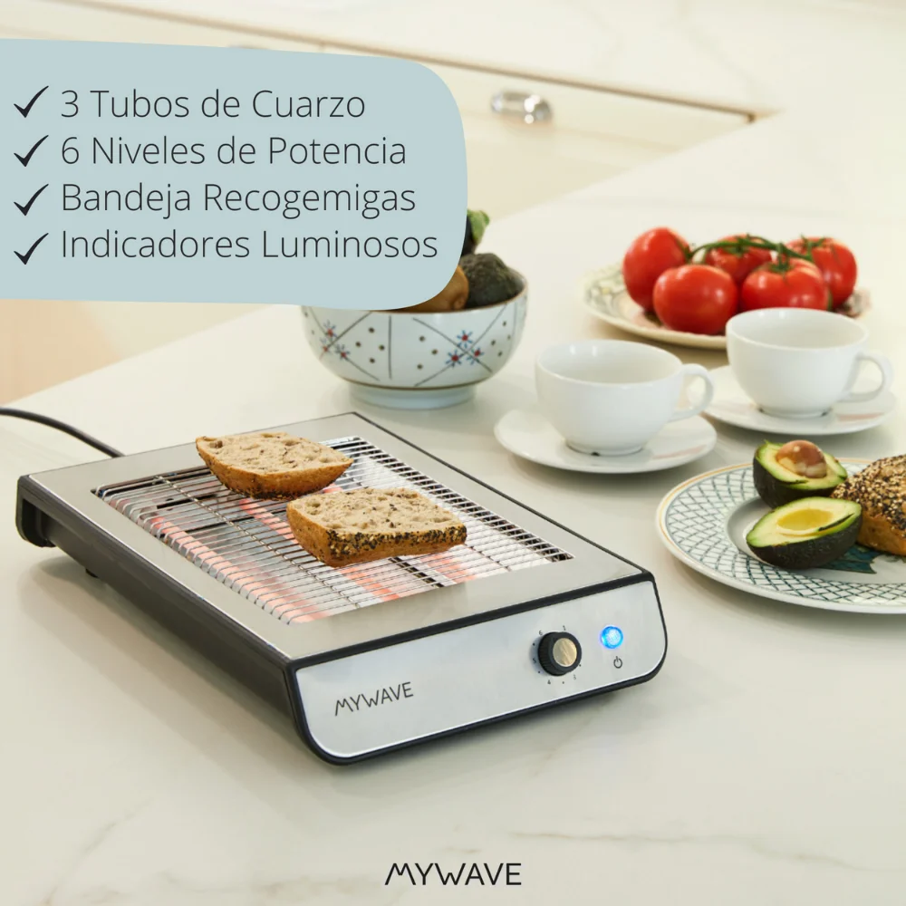 Mywave Mwtos-Pla Flat Toaster with 6 Power Levels