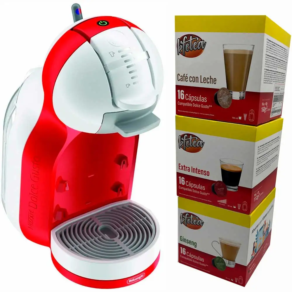 Delonghi MINI ME red and white + 48 capsules gift kfetea brand