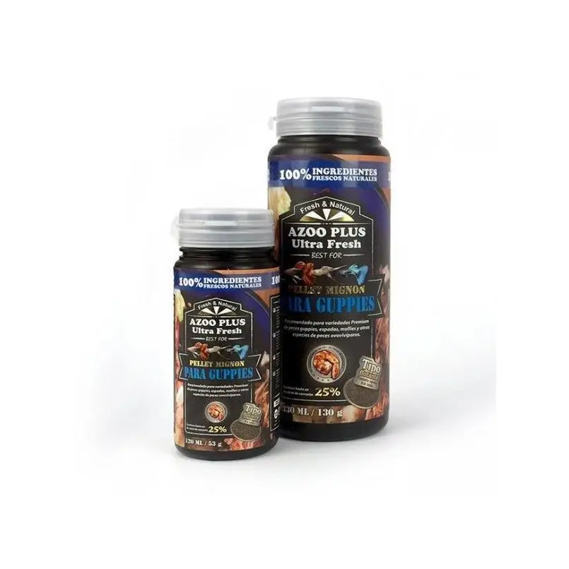 Azoo Ultra Fresh Pellet Mignon para Guppys 120ml - Alimento Premium para Peces Vivíparos