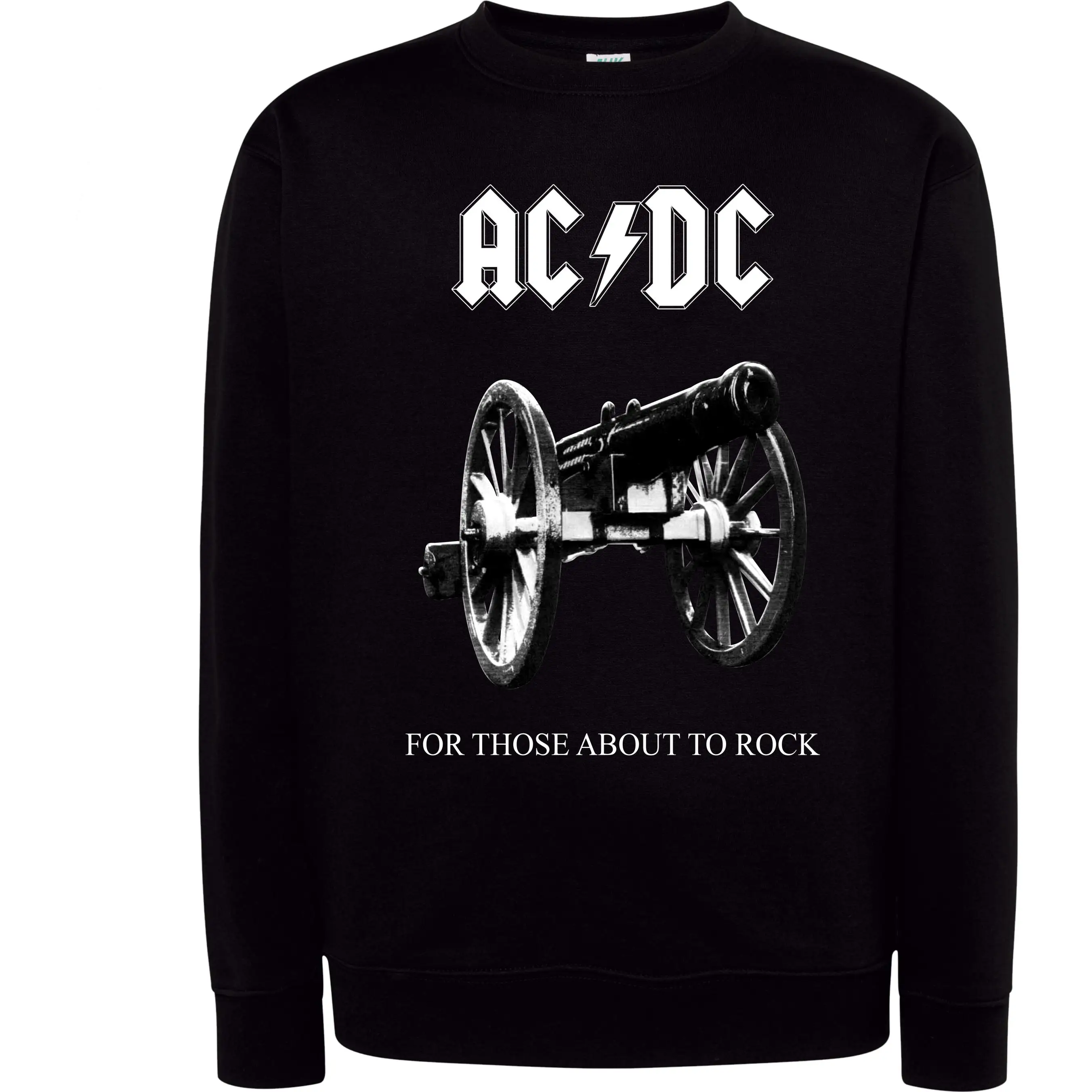 Crewneck Sweatshirt, Acdc for Those about to Rock, Cotton and Polyester, 290 Grms/M2 - European Size of Children and Adults and Large Sizes