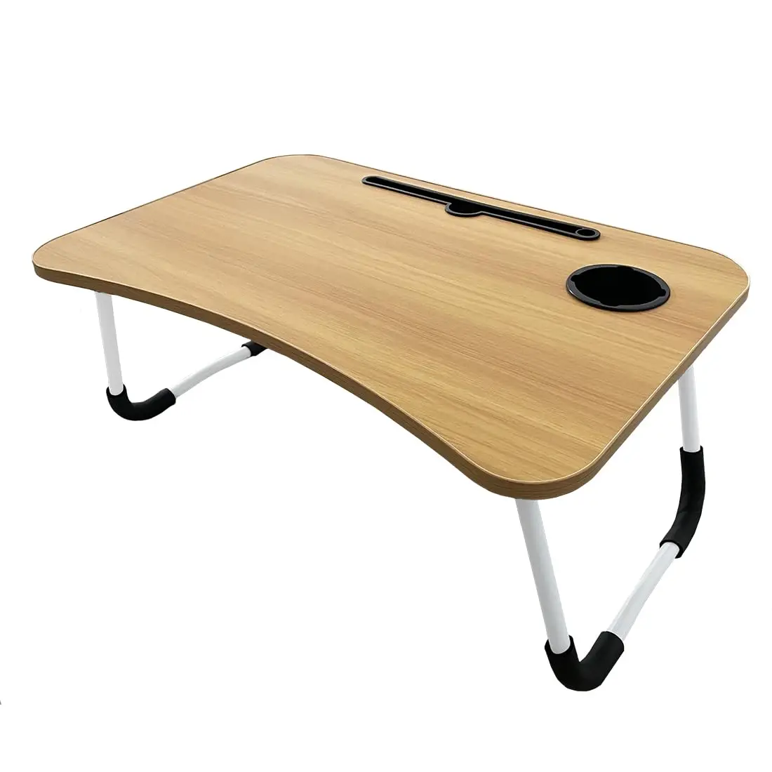 Mesa Laptop Plegable de Madera 40x60x27cm para Ordenador Portátil en Sofá o Cama. Bandeja Auxiliar Multiusos para Desayuno, Leer o Trabajar