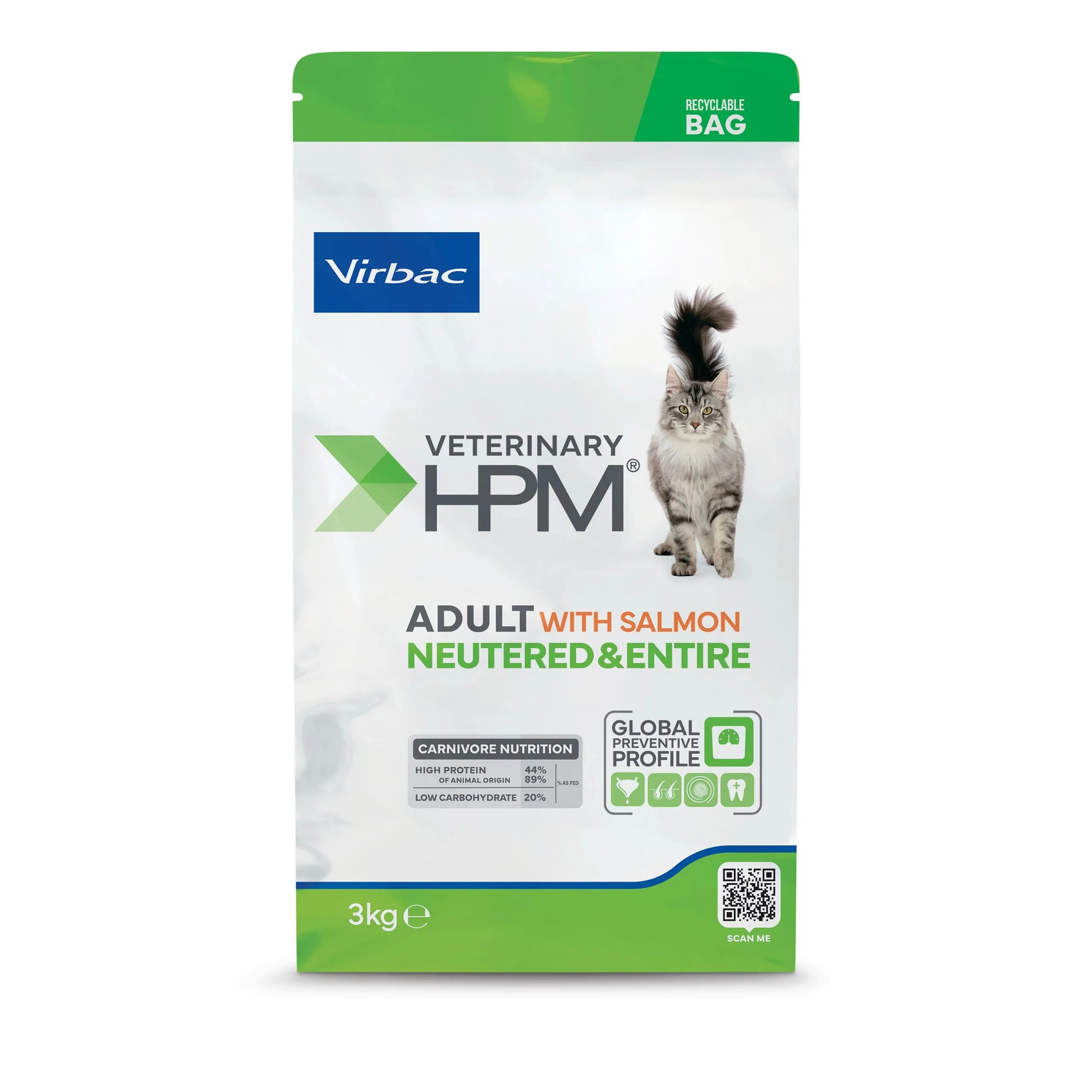 Virbac Veterinary HPM Neutered & Entire Pienso para Gatos Adultos Esterilizados con Salmón