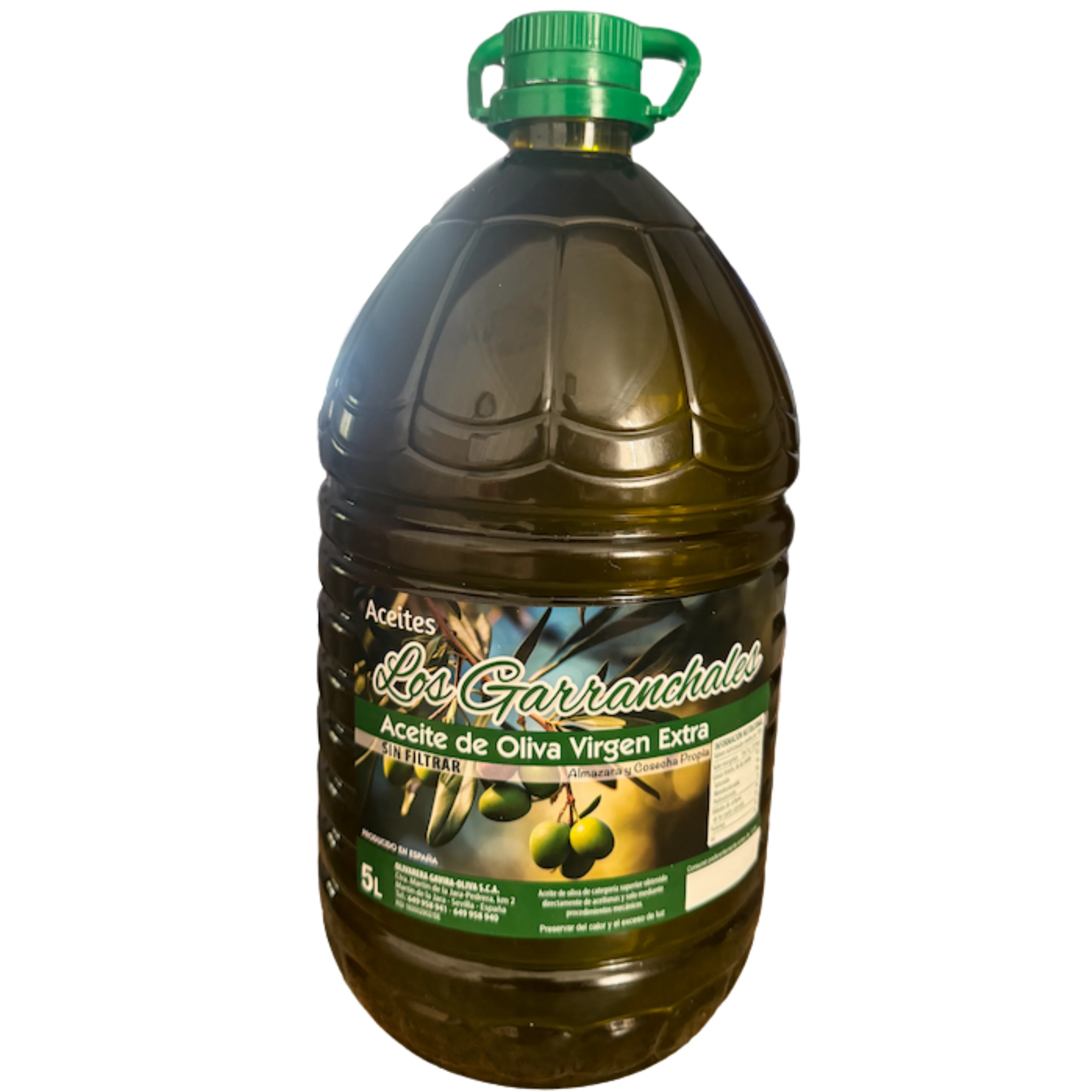 Aceite de Oliva Virgen Extra Sin Filtrar "Los Garranchales", Categoría Superior, Almazara y Cosecha Propia, Artesano, Primera Prensada en Frío, Botellas 0,5L, 0,75L y Garrafas 5L, 2L