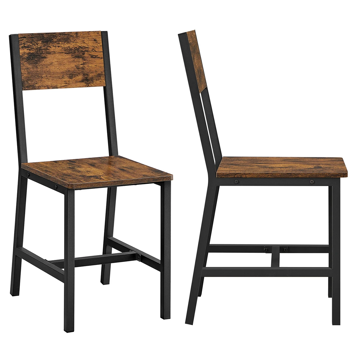 VASAGLE Set di 2 sedie da pranzo, struttura in acciaio, industriale, per sala da pranzo, soggiorno, cucina, marrone rustico e nero