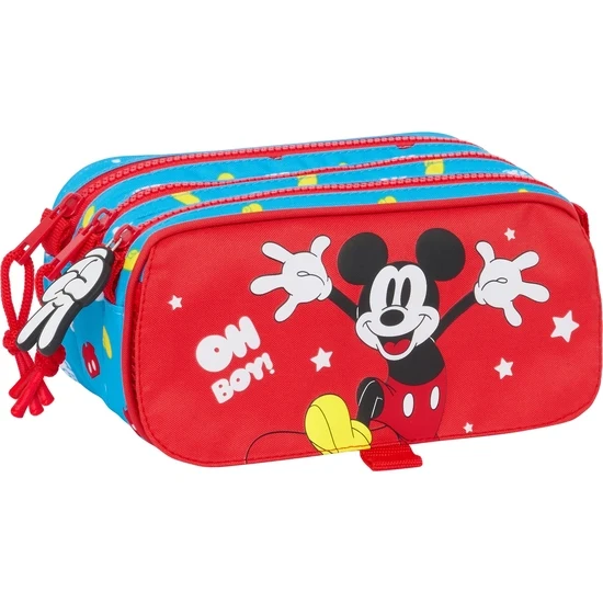Safta - Estuche Triple Mickey Mouse "Fantastic" Triple Compartimiento 10x21,5cm Diseño Exclusivo - Estuche Triple Mickey Mouse "Fantastic" Multifuncional para Niños y Adultos