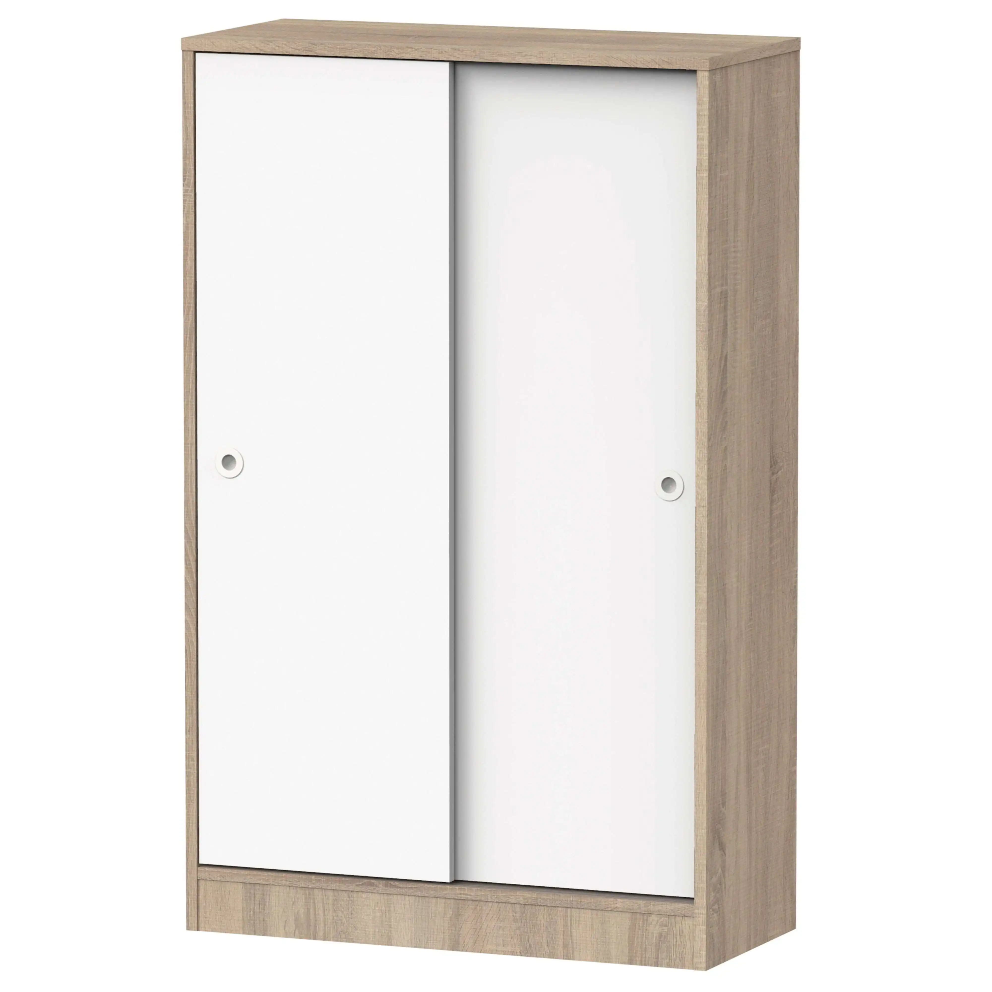 Miroytengo Armario Multiusos Bajo 2 Puertas Correderas Roble Cambrian y Blanco 74x33 cm