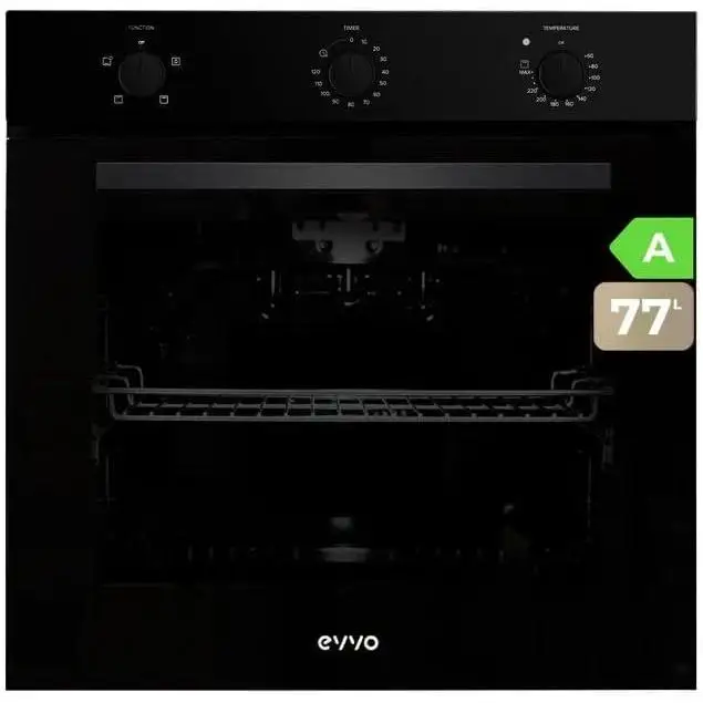 Horno EVVO H10, Eficiencia Energética A, 77L de Capacidad, 4 Programas, Temporizador, Grill, Mando Selector, Puerta Triple